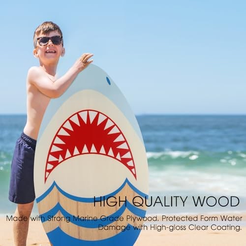 HQO LOVL 35 inch Skim Board for Kids Adults Wooden Skim Boards with High shark