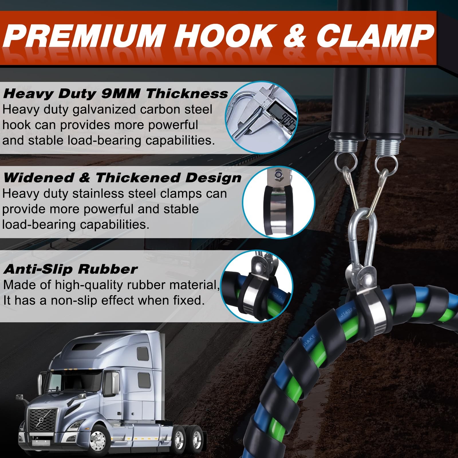 Double Tender Spring Kit with 3in1 Trailer Hose Holder for Semi Truck Lines 16″