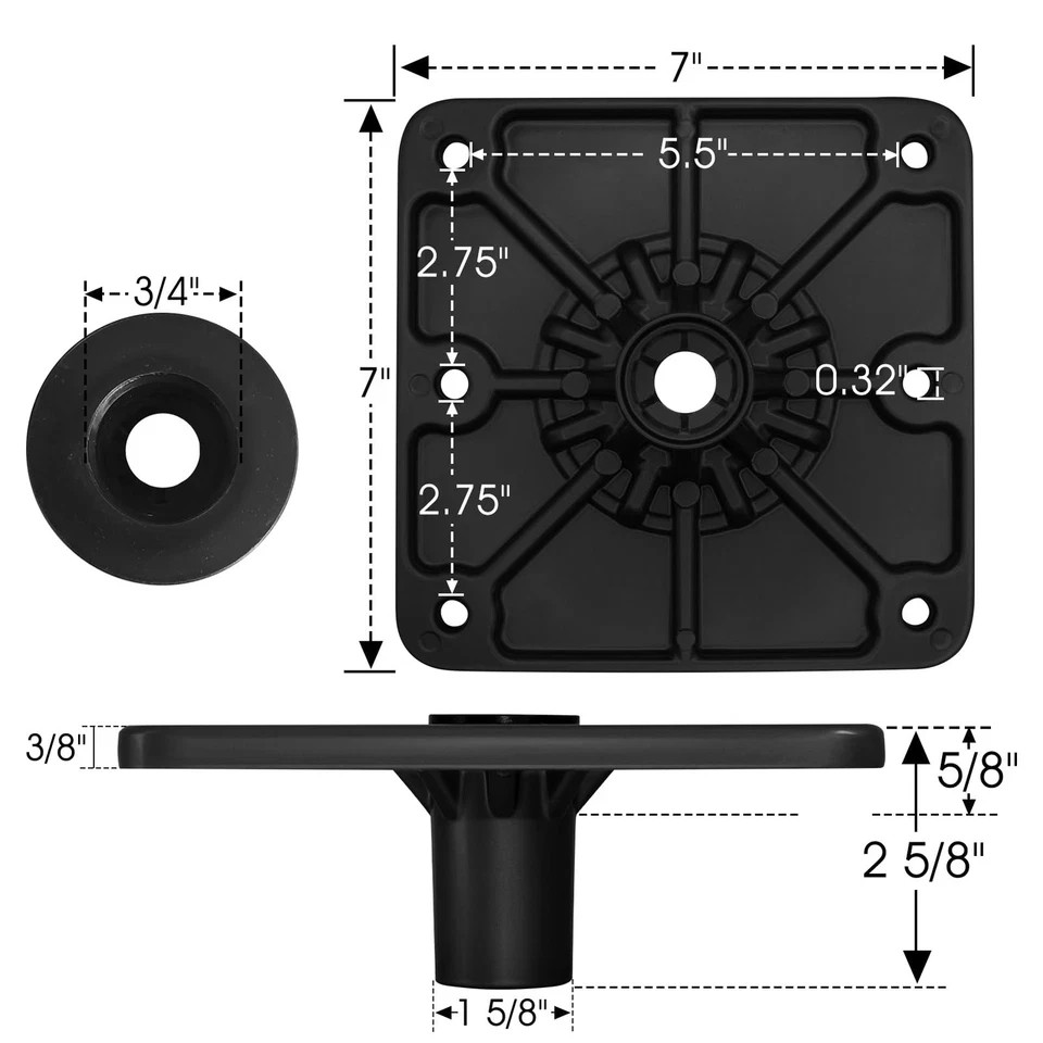 Boat Seat Base Mount Boat Seat Pedestal Base Mount Plate for 3/4″ Pin Post So…