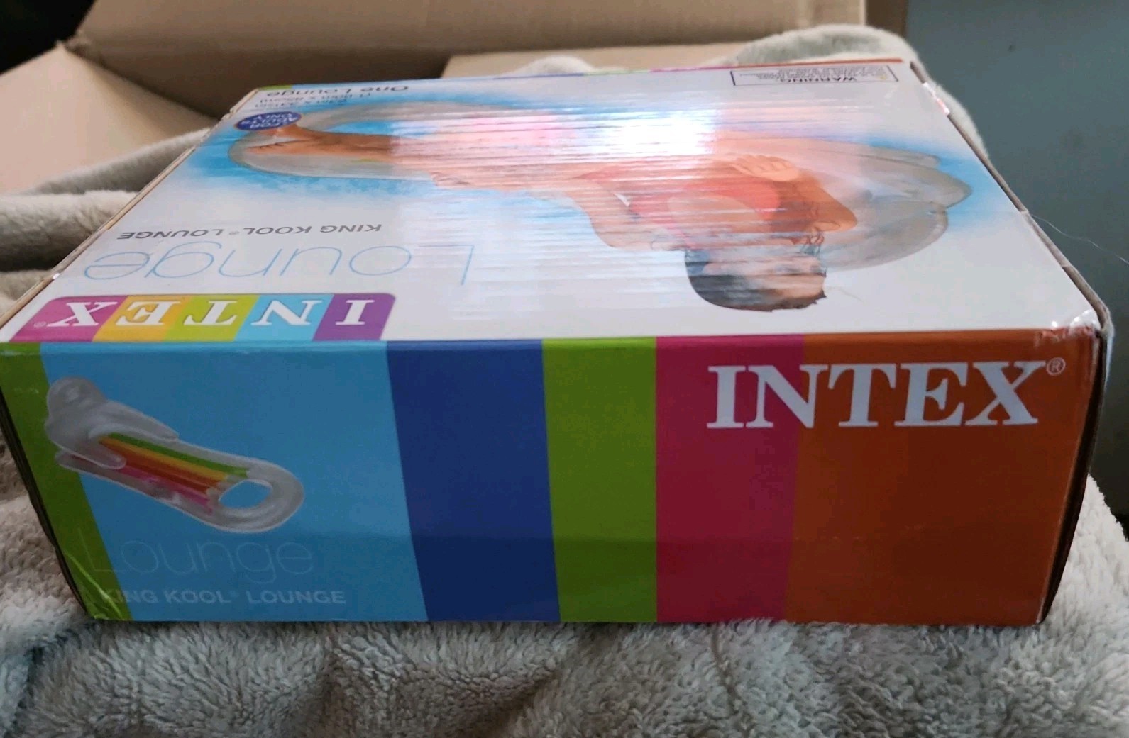 Intex King Kool Inflatable Pool Lounge Float with Headrest and Cup Holder