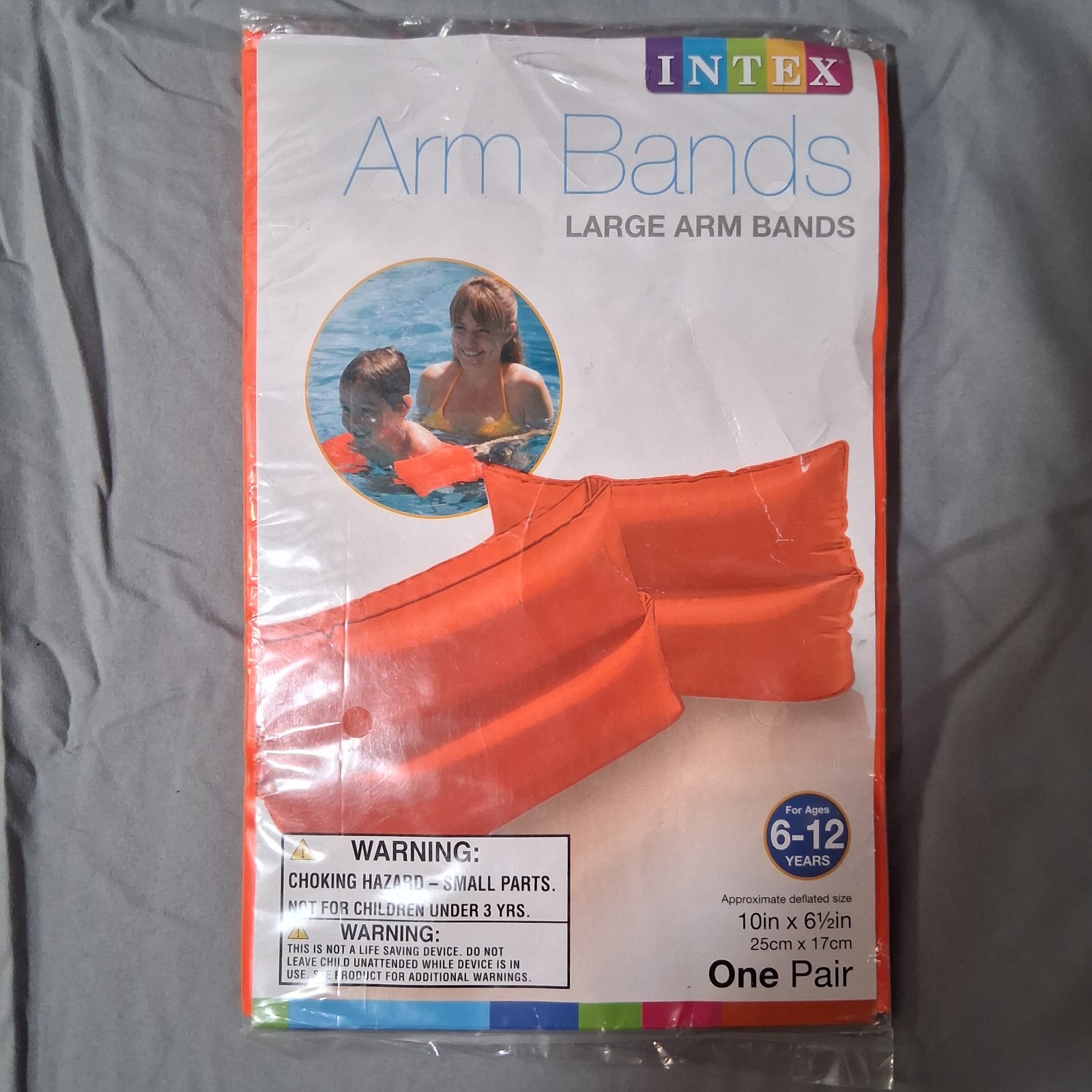 NEW Intex Large Arm Bands Swimming Floaties Orange Kids Ages 6-12 10in x 6.5in