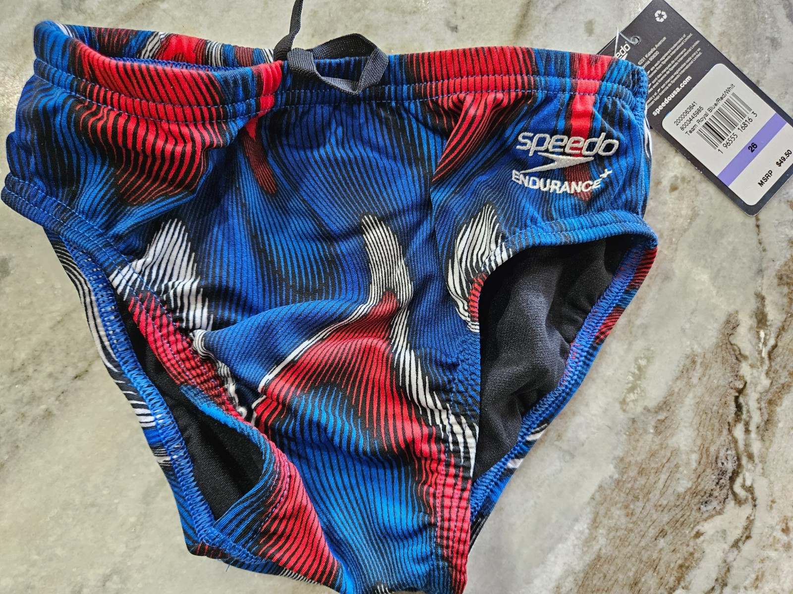Speedo Competitive Endurance+ Red, White, Blue Swim Brief – Size 26 – FREE SHIP
