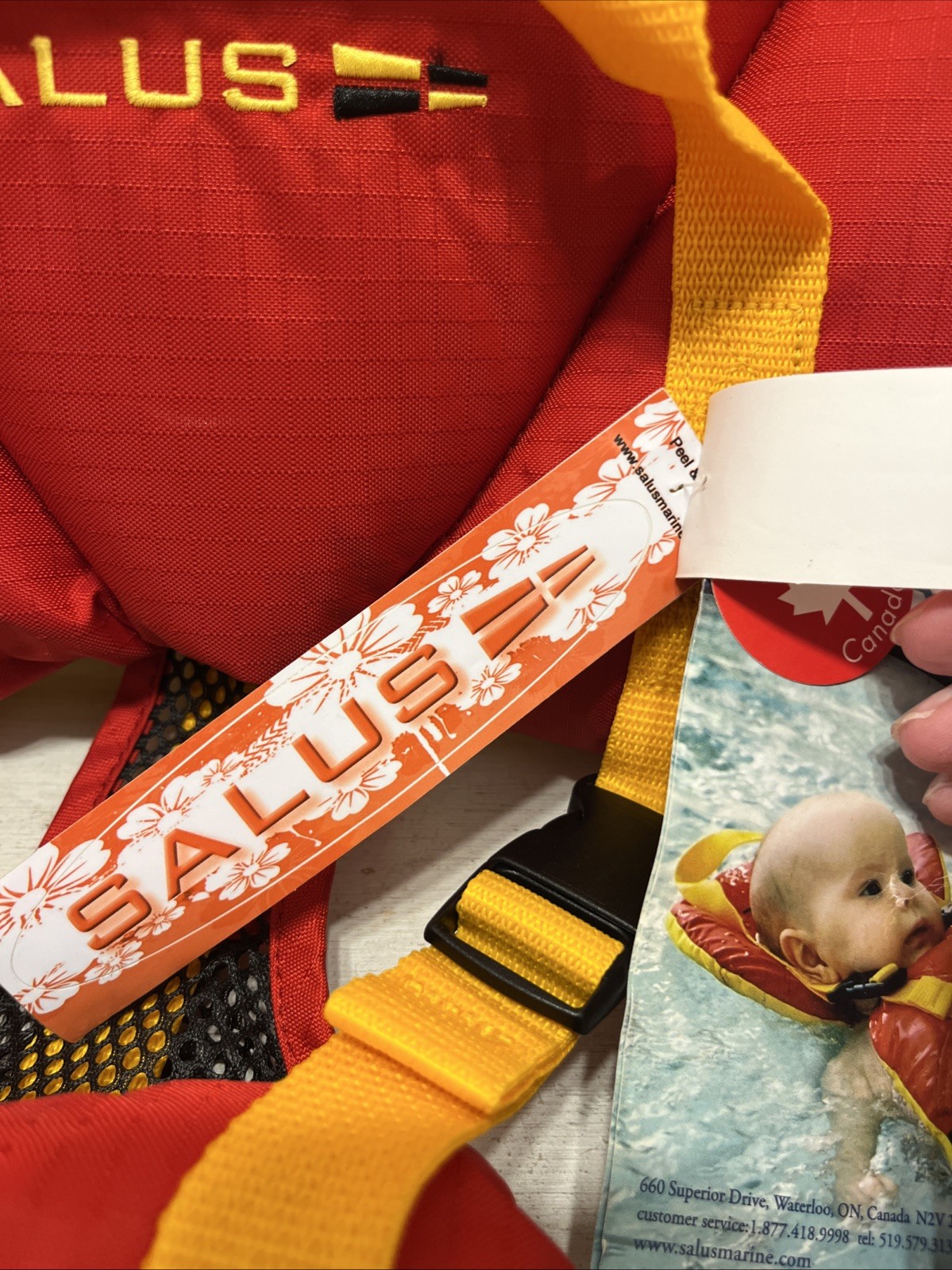 NWT Salus Bijoux Baby Vest Flotation Jacket for Infants 9-25 pounds Red/Yellow