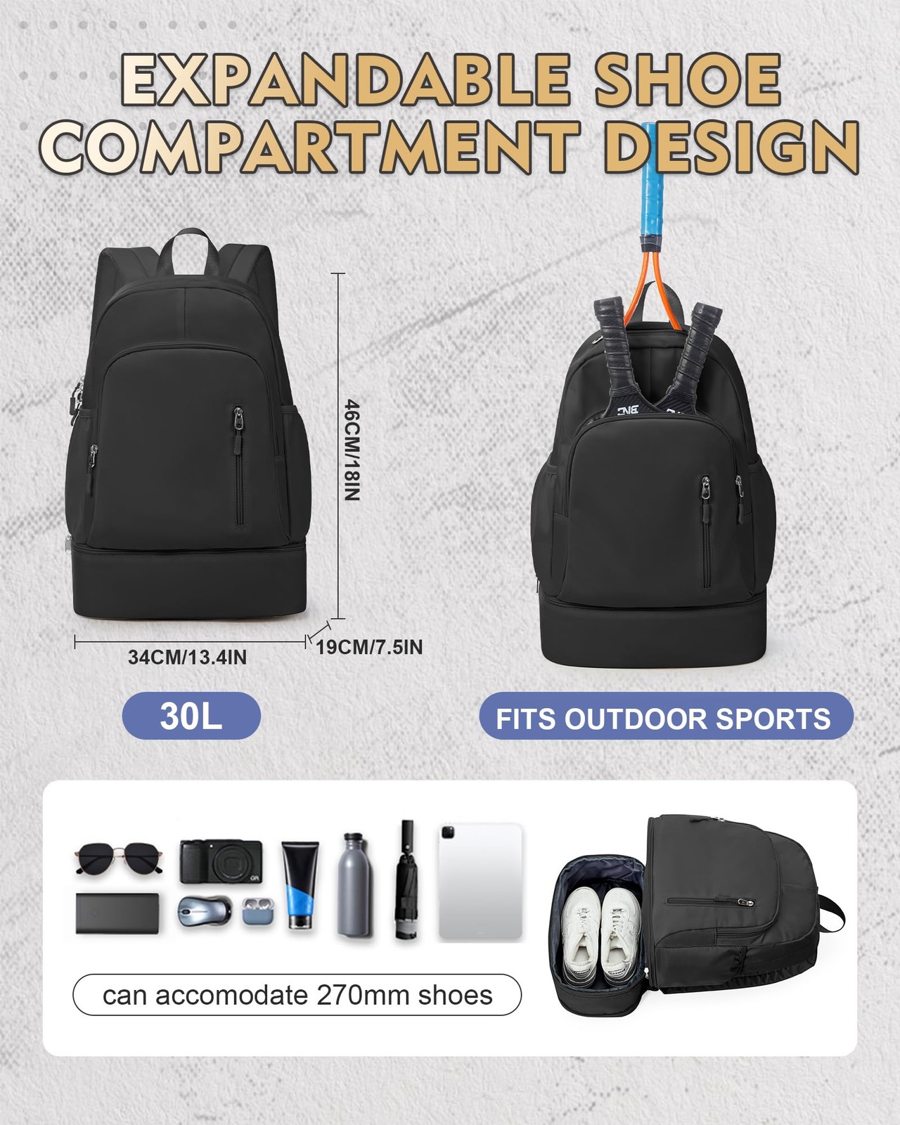 VENATIN Gym Backpack for Women Men,Cheer One Size Fit All, A1-black
