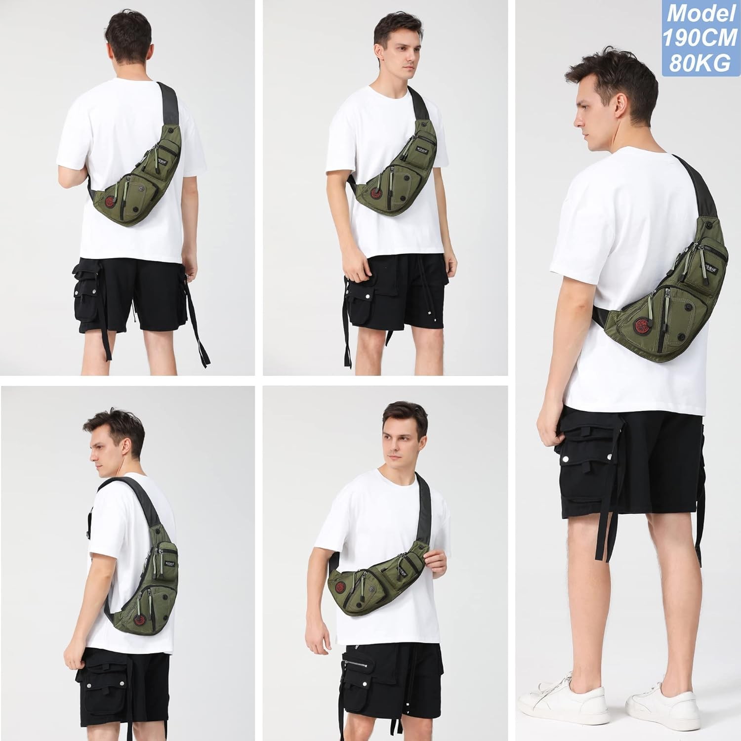 NICGID Sling Bag Chest Shoulder Backpack Crossbody Bags Casual Army Green