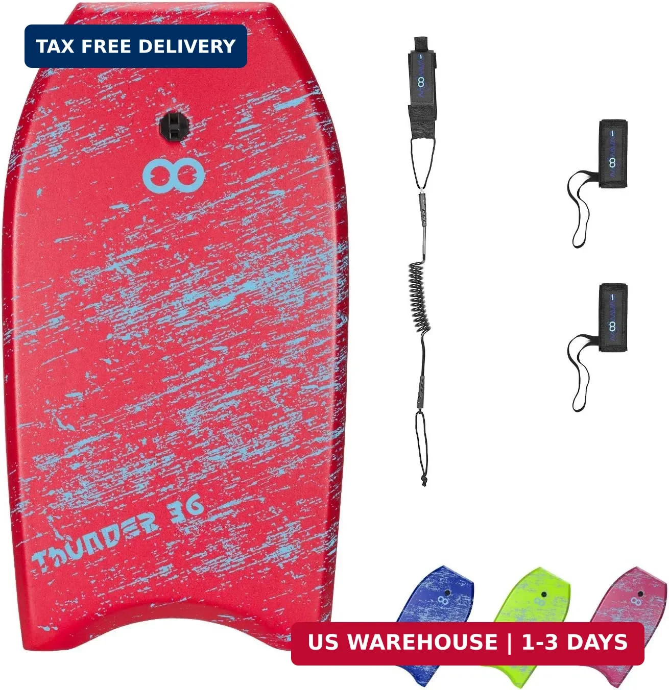WOOWAVE Bodyboard 33-inch/36-inch/41-inch Super Lightweight Body Board with Coil
