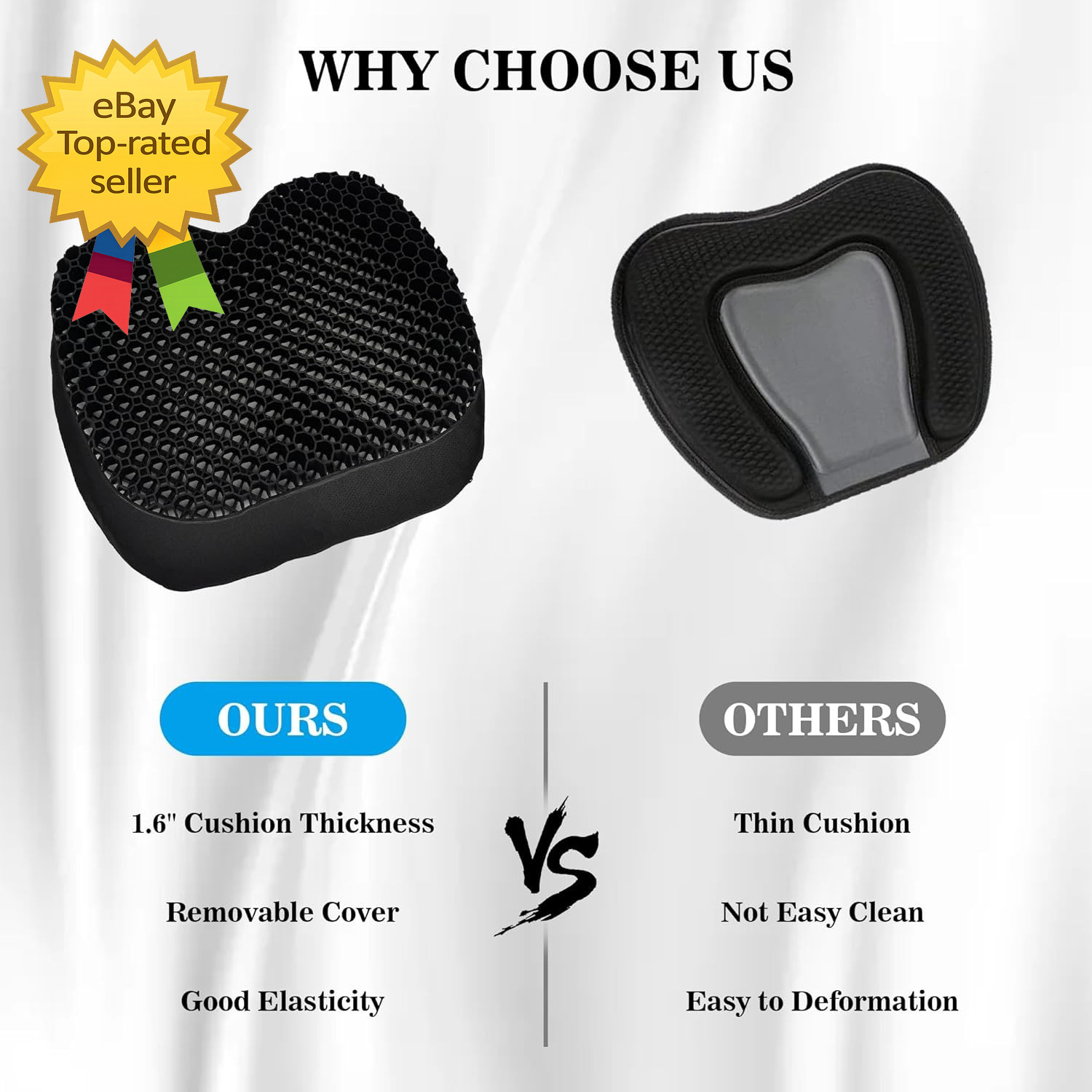 Kayak Seat Cushion Anti Slip Gel Pad for Boat Canoe SUP Chair Long Sitting