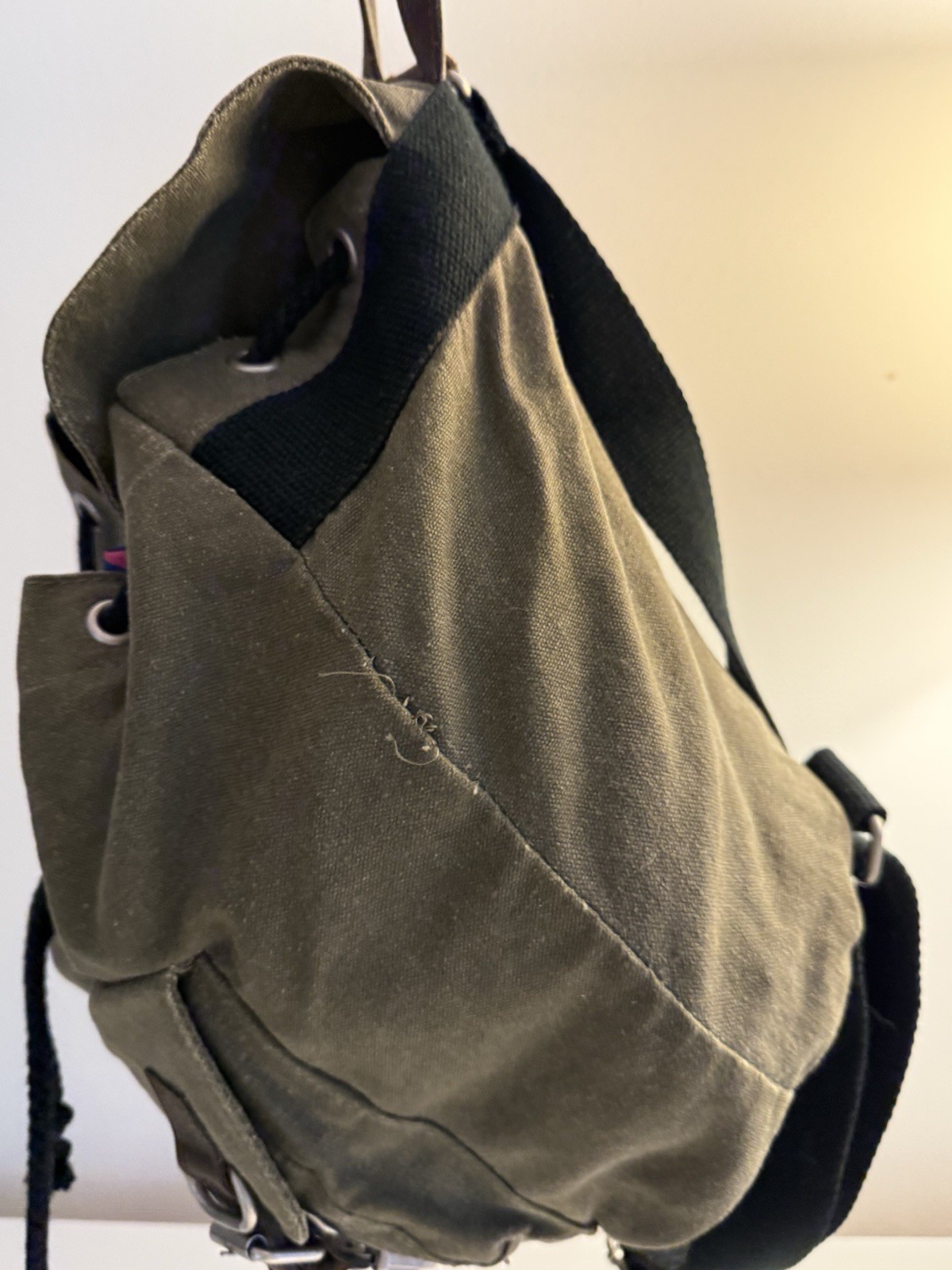 ✿ PURE Hemp Canvas Backpack Small Army Green Boho Rucksack Eco Hemp Bag