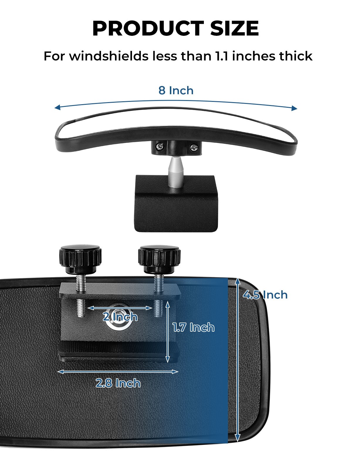KEMIMOTO Boat Rear View Mirror Ski Marine Pontoon Mirror with 300°Curved Surface