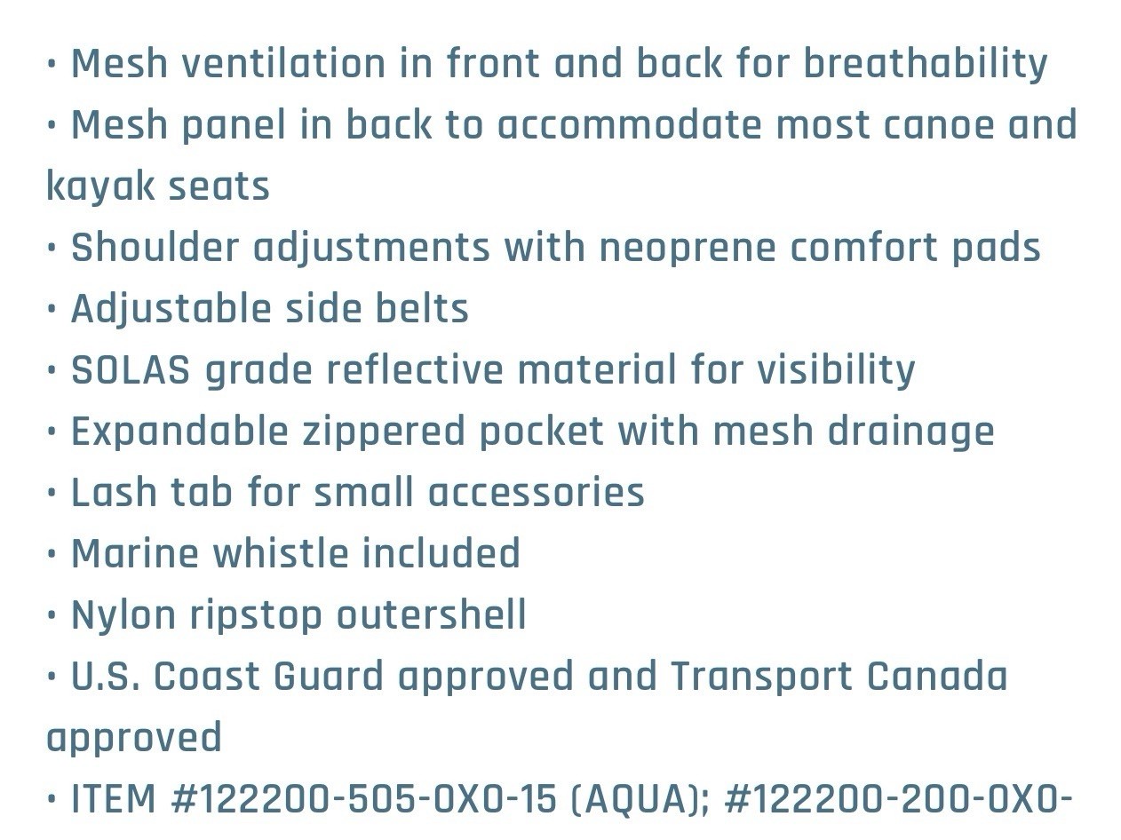 Onyx MoveVent Dynamic Paddle Sports Life Vest Size M/L Aqua Kayak