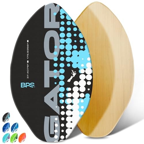 New Zealand ‘Gator’ Skimboard with Colored EVA Grip Pad and High 35 Inch Black