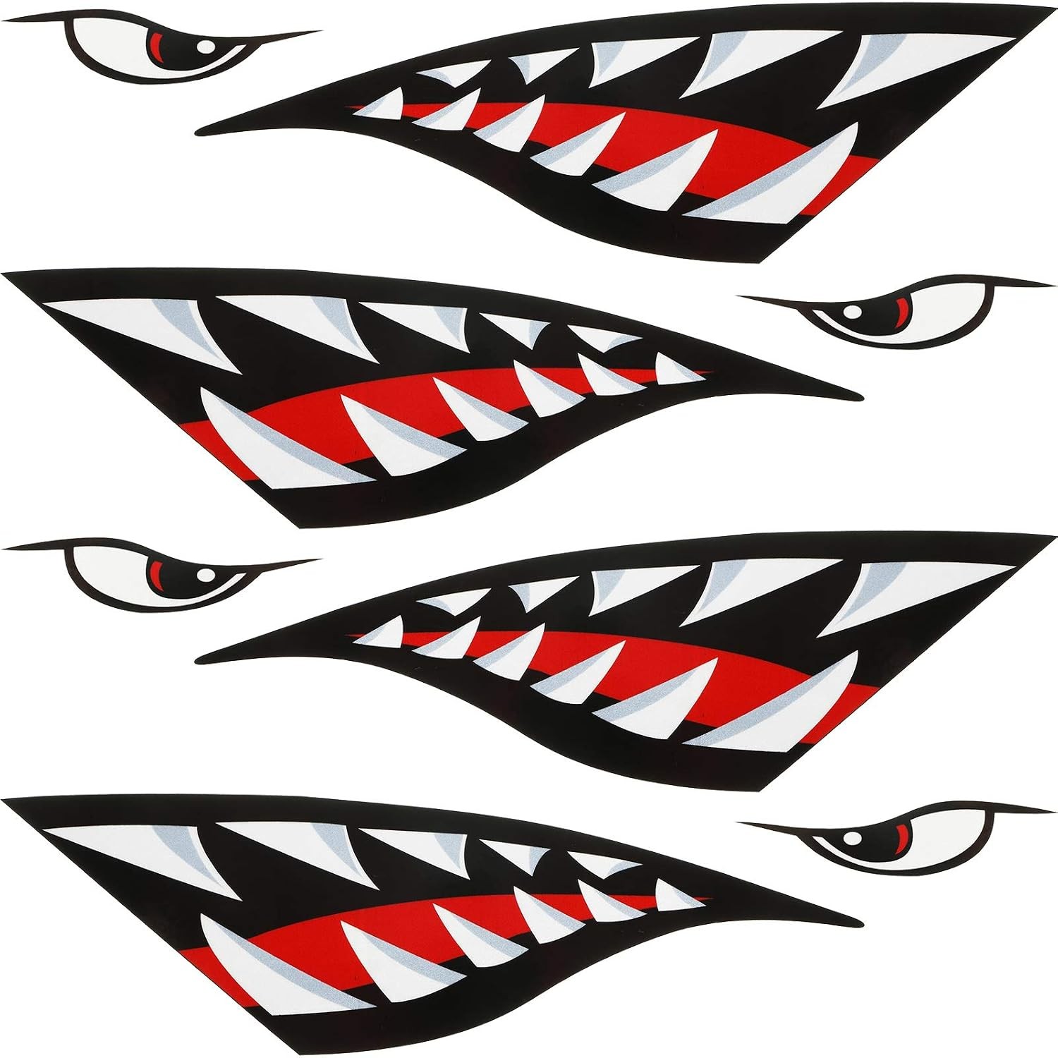 Tenare 4 Pcs Shark Teeth Mouth Kayak Stickers Decals Waterproof Flying Tiger Dec
