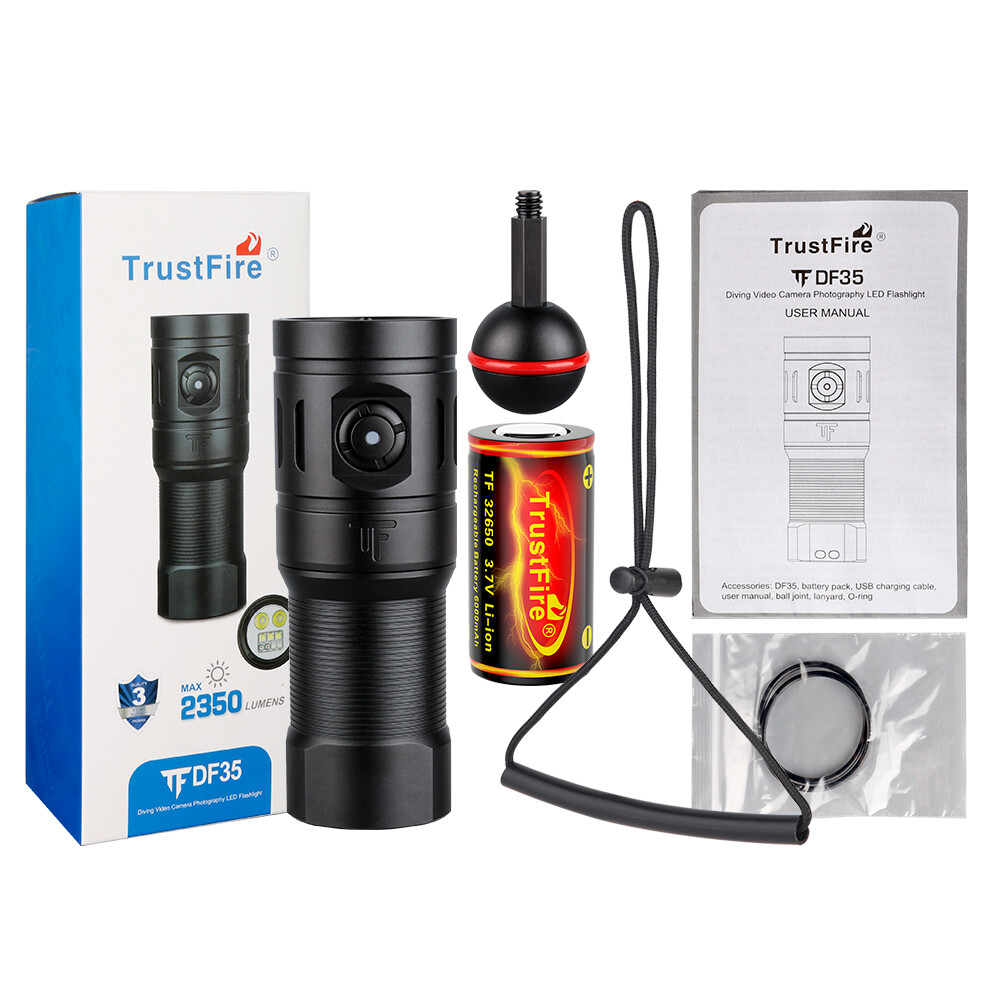 Trustfire 2350Lumen LED Diving Light Underwater 100M Scuba Flashlight For Video