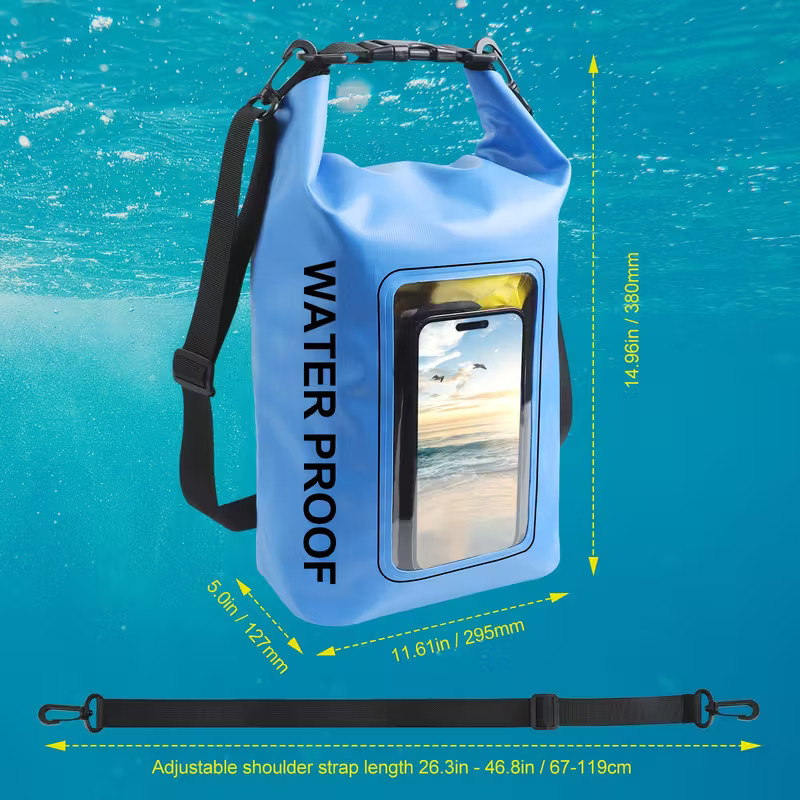 RYNAPAC 5L Dry Bag Waterproof For Women Men, Touchscreen Mobile Phone Window