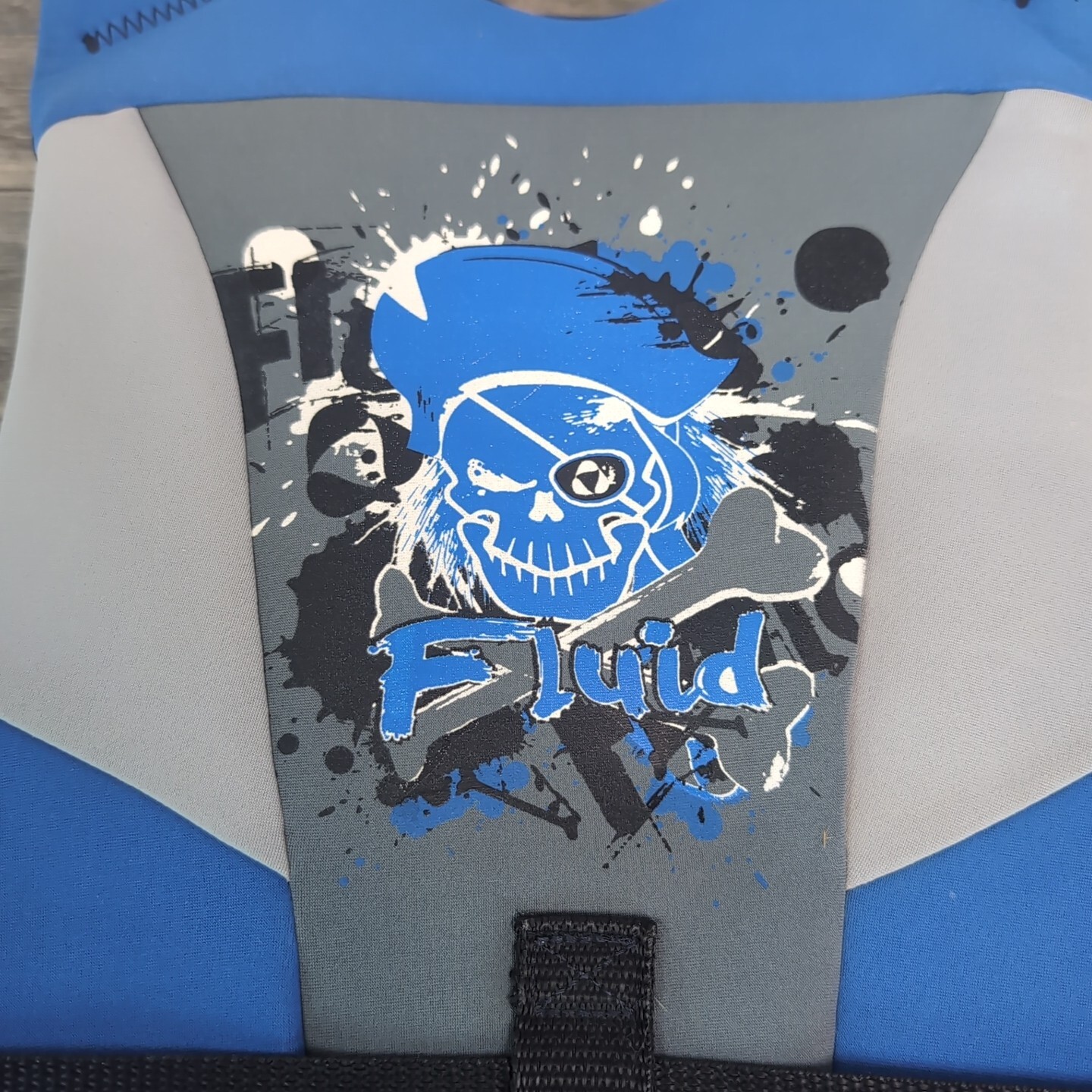 Life Jacket Ski Vest 30-50 Lbs Fluid Type III Blue Gray Black Water Safety