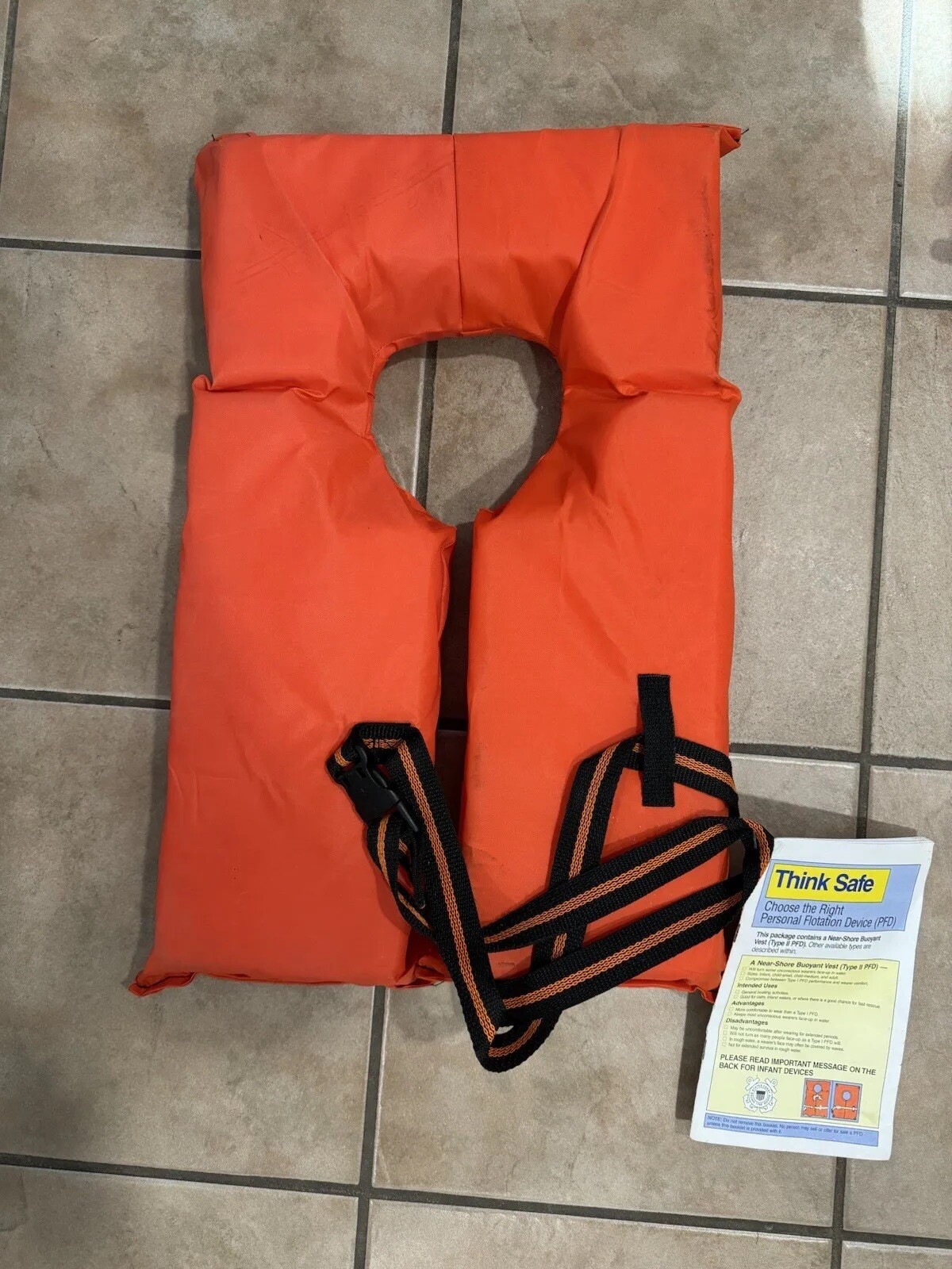 Stearns Life Vest Adult Type II Boating 30-52″ Chest Over 90 LBS Life Jacket