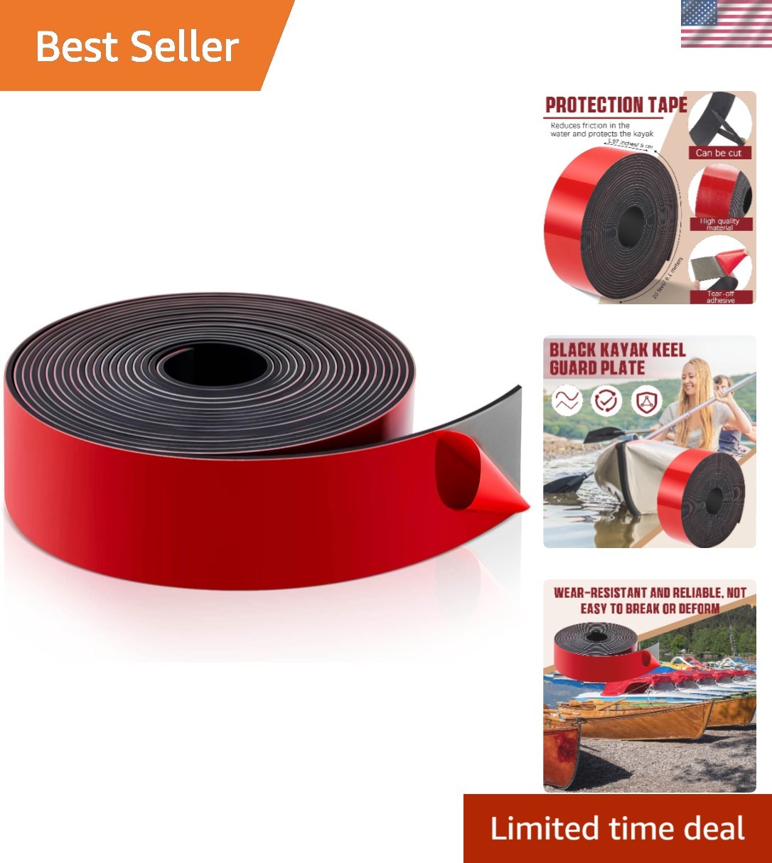 DIY Kayak Keel Guard – 20ft Self-Adhesive Tape for Fiberglass & Aluminum Boats