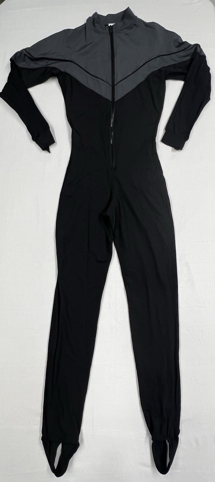 Vintage Performance Dive Skin Suit Full Body Black Gray Cosplay USA 80s 90s M