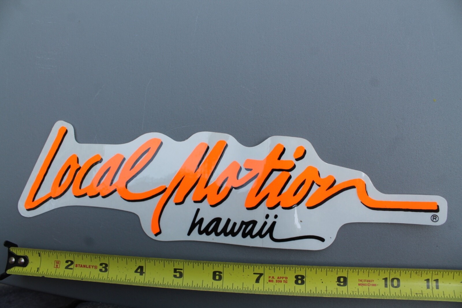 LOCAL MOTION Hawaii Surfboard Clear Neon Orange 80’s LM1 Vintage Surfing STICKER