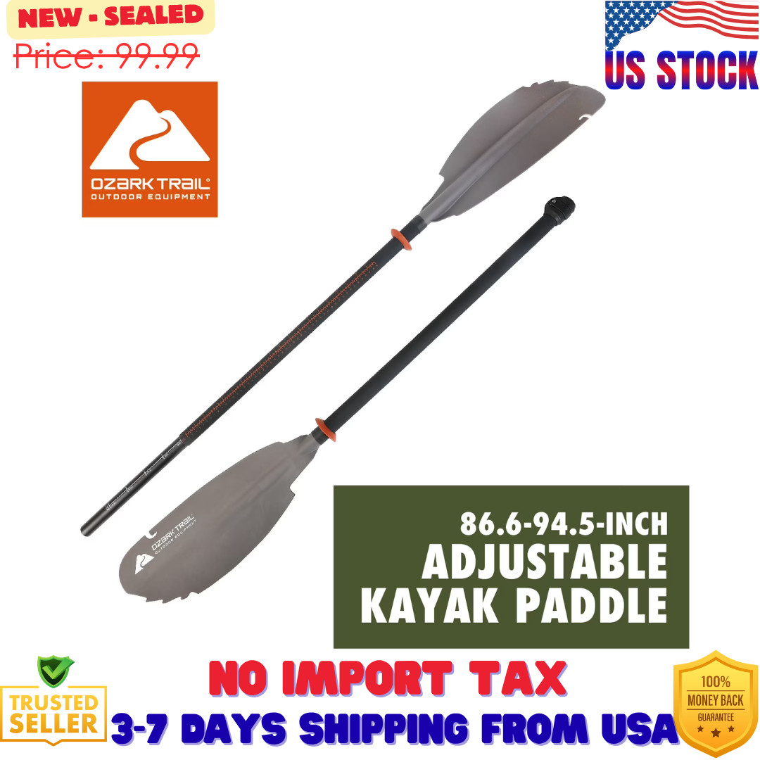 Ozark Trail Adult Adjustable Angler Paddle, Gray, 220–240 cm, Aluminum Shaft
