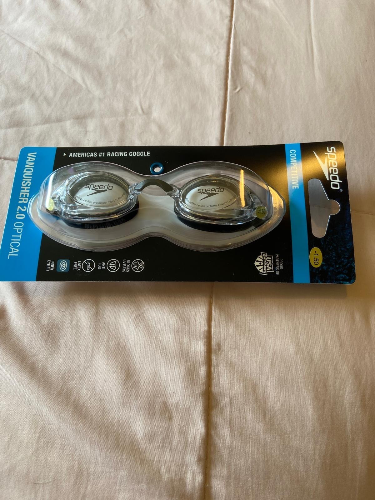 Speedo Vanquisher 2.0 -1.50 Goggle – Clear (Americas #1 Racing Goggle)