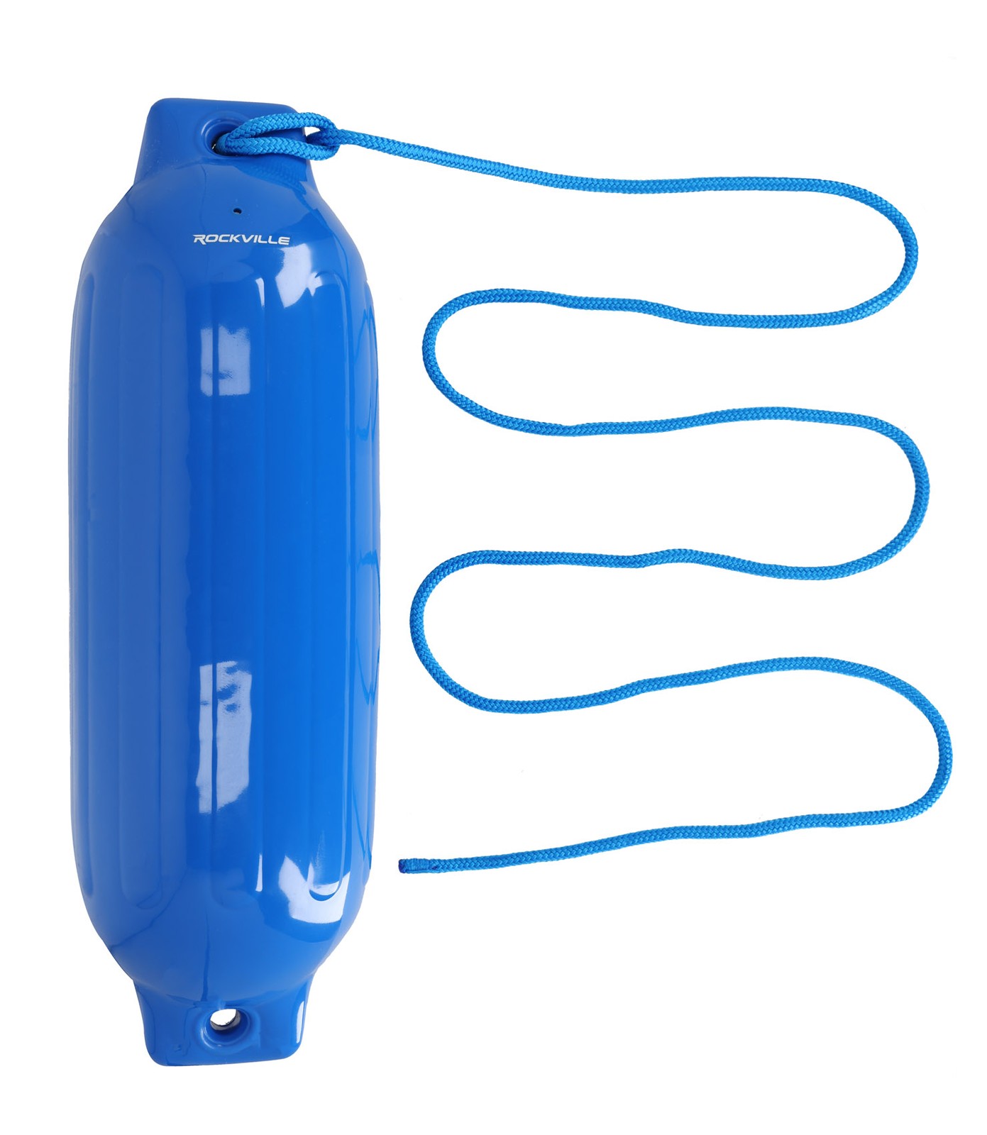 Rockville FEN485-BLUE Boat Fender Package 4 Bumpers 8.5″x27″, 4 Covers, 4 Lines