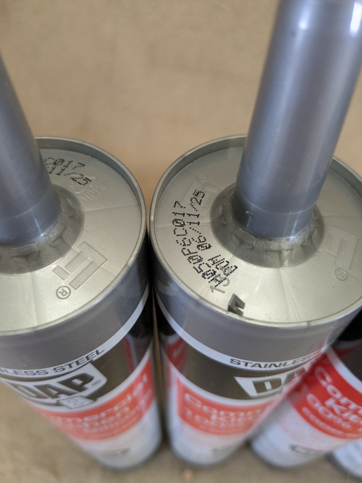 Lot of 4 DAP Commercial Kitchen 100% Silicone Sealant, 9.8 Oz, Stainless Steel