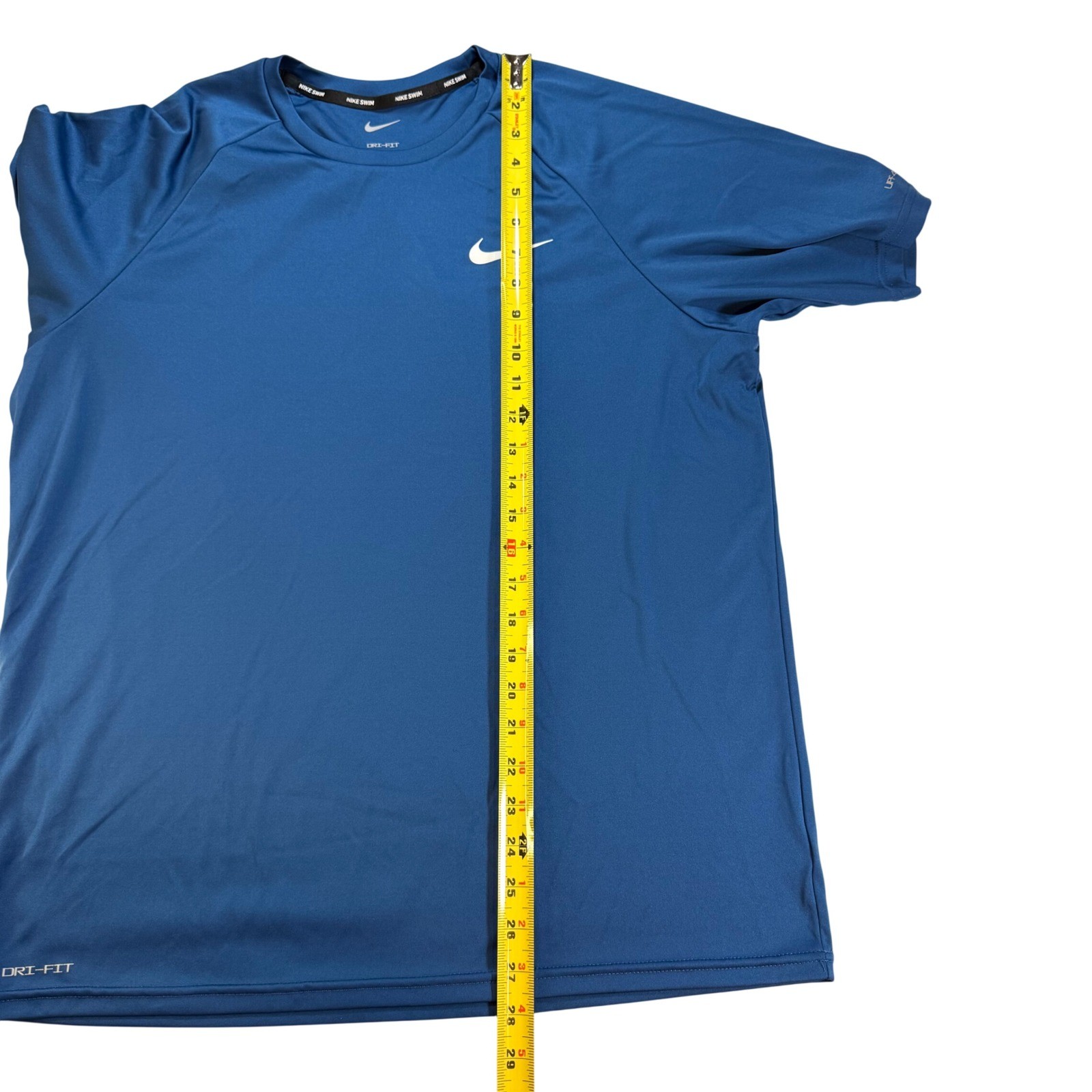 Nike Swim Rash Guard Mens L Blue UPF 40+ Dri-FIT Short Sleeve Shirt Beach Vaca