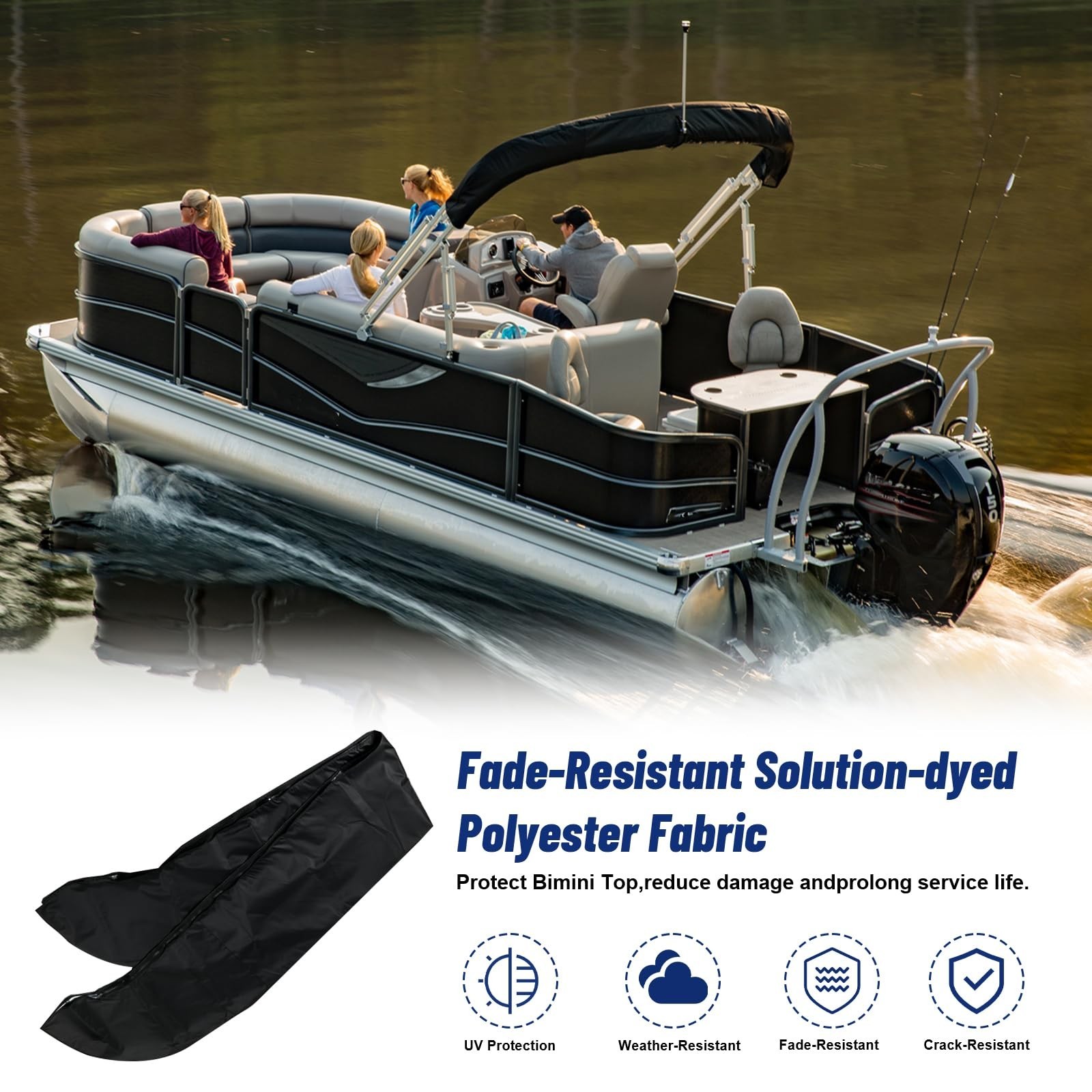 Oversize Bimini Top Storage Boot Cover, Fits up to 103″ / 8.5′ Wide, Heavy Du…