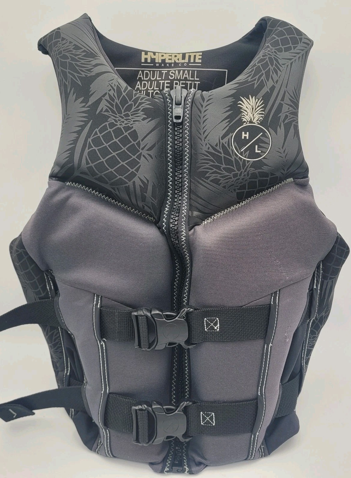 Hyperlite Wake Co Adult Small Life Vest Jacket Wakeboarding Tropical Pineapple