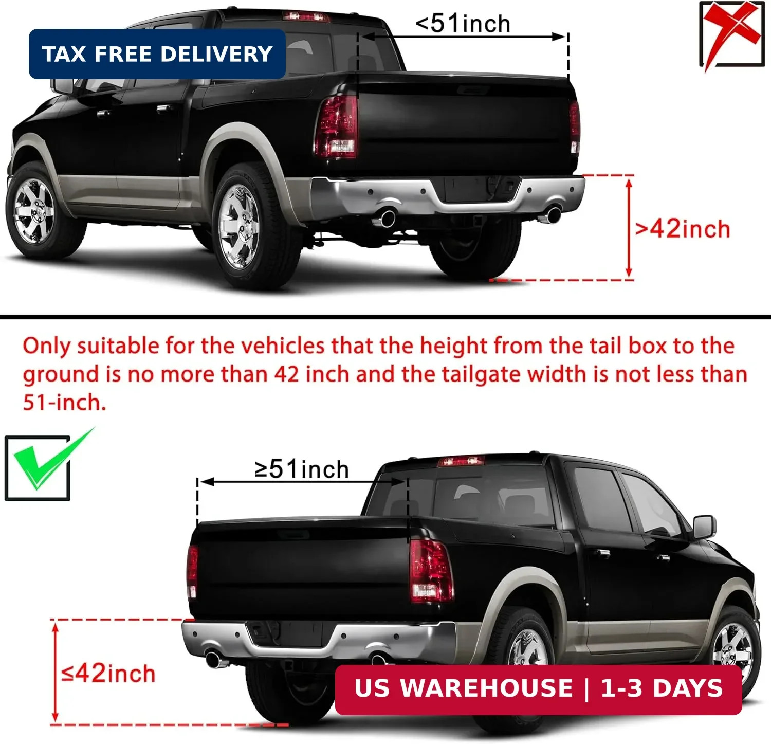Foldable Pickup Truck Tailgate Ladder, 42″ Heavy Duty Universal Folding Tailgate