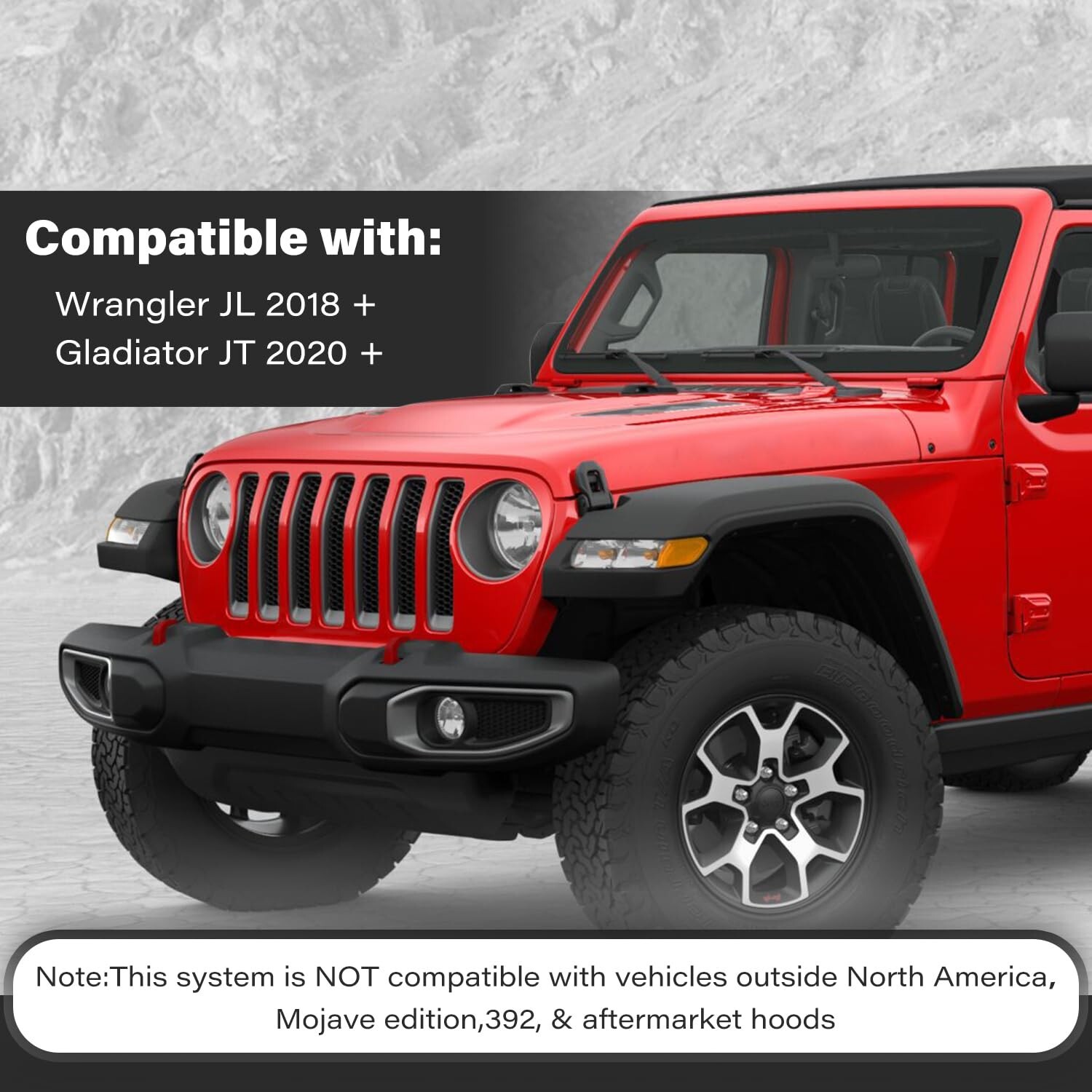 Hood Struts Stainless Steel Bolt-in System Compatible with Wrangler JL 2018-2…