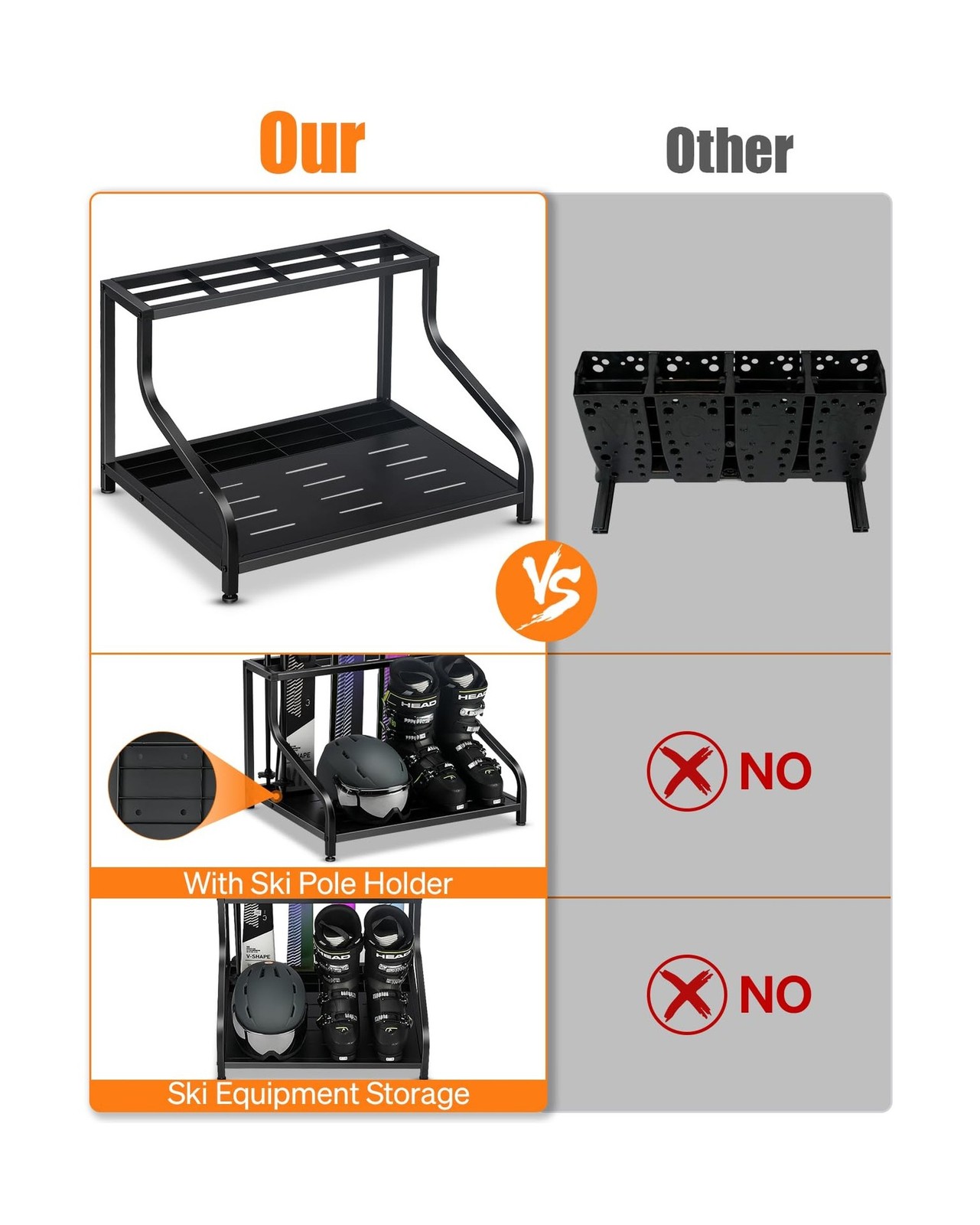 FHXZH Ski Storage Rack for Garage – Freestanding Ski Holders fo… FAST USA SHIP