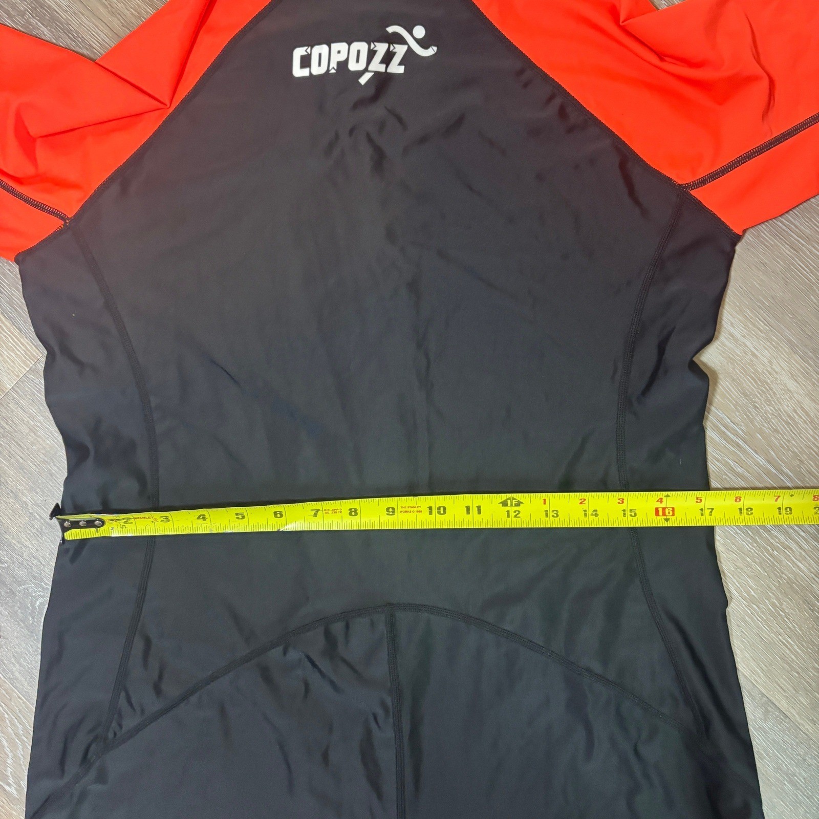 Copozz Full Body Rash Guard Wetsuit 3XL Black Neon Orange Long Sleeve Stirrup