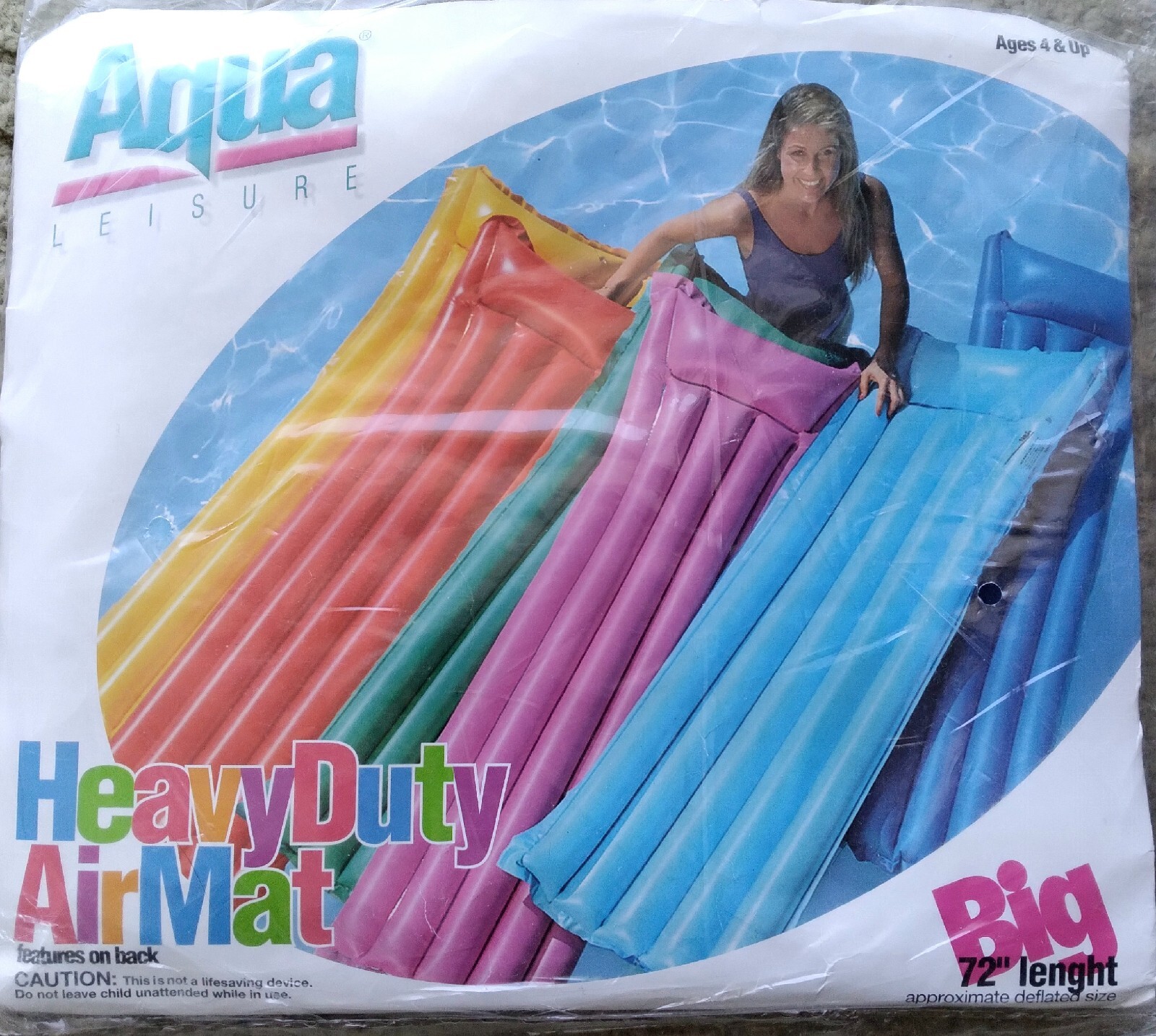 Vintage Vinyl Pool Float 72 In x 30 In Red Raft 1997 Aqua Leisure NEW!