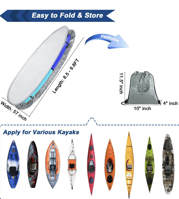 B3I Change Moore Waterproof Storage Kayak Cover 8-9.8 FT NEW