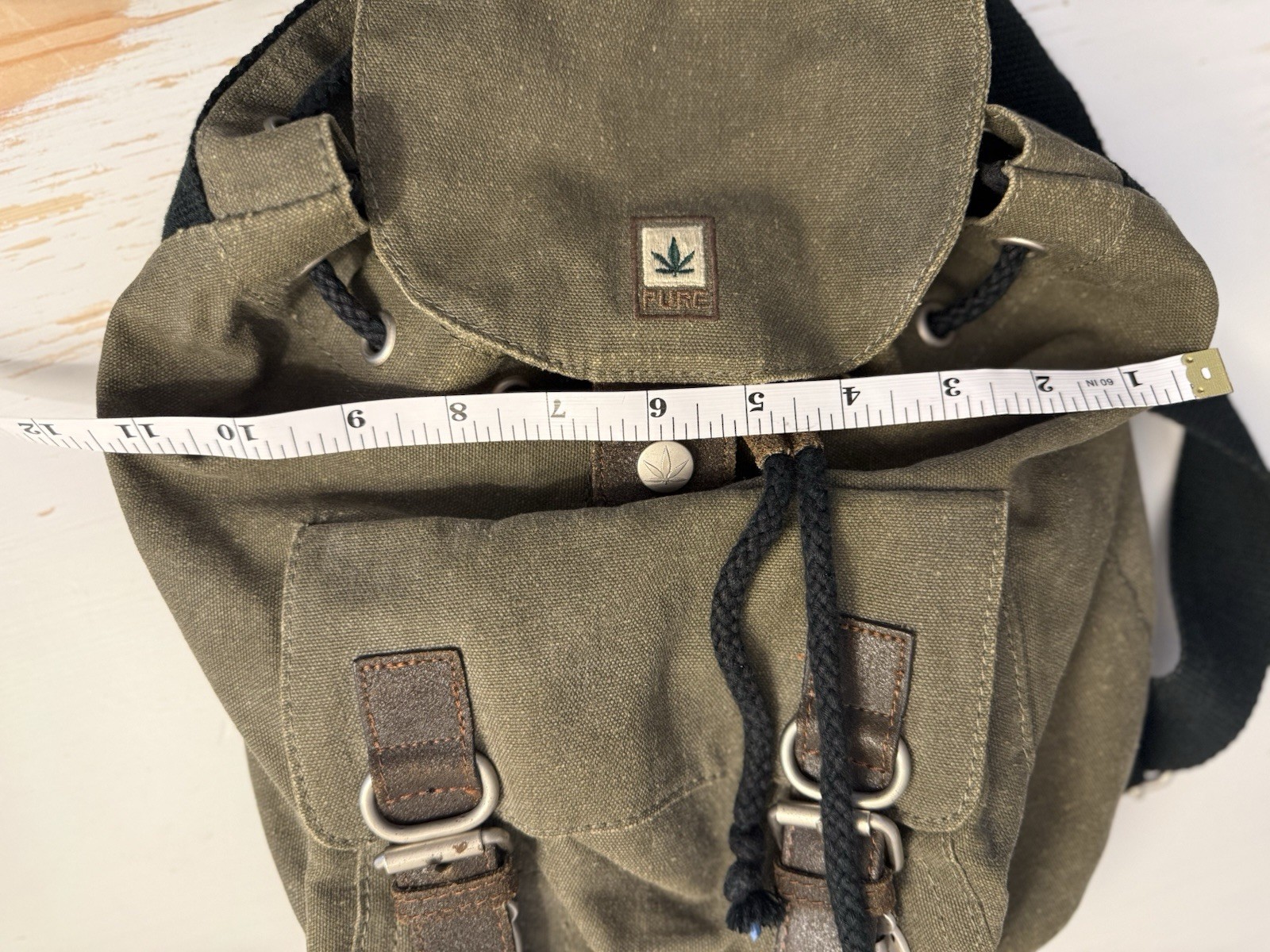 ✿ PURE Hemp Canvas Backpack Small Army Green Boho Rucksack Eco Hemp Bag