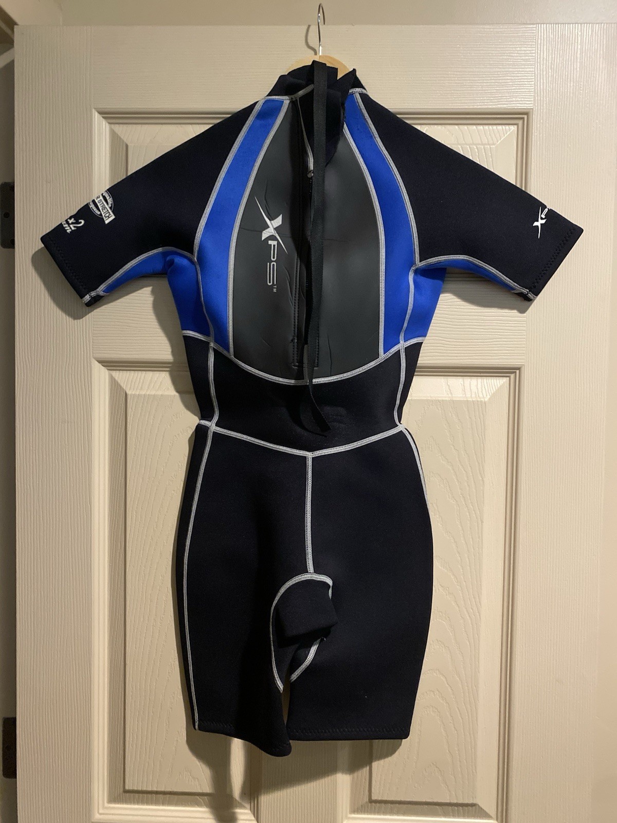 XPS SPRING SHORTY WETSUIT WOMEN’S BLUE ZIP UP 2X2 MM AQUALITE NEOPRENE SMALL
