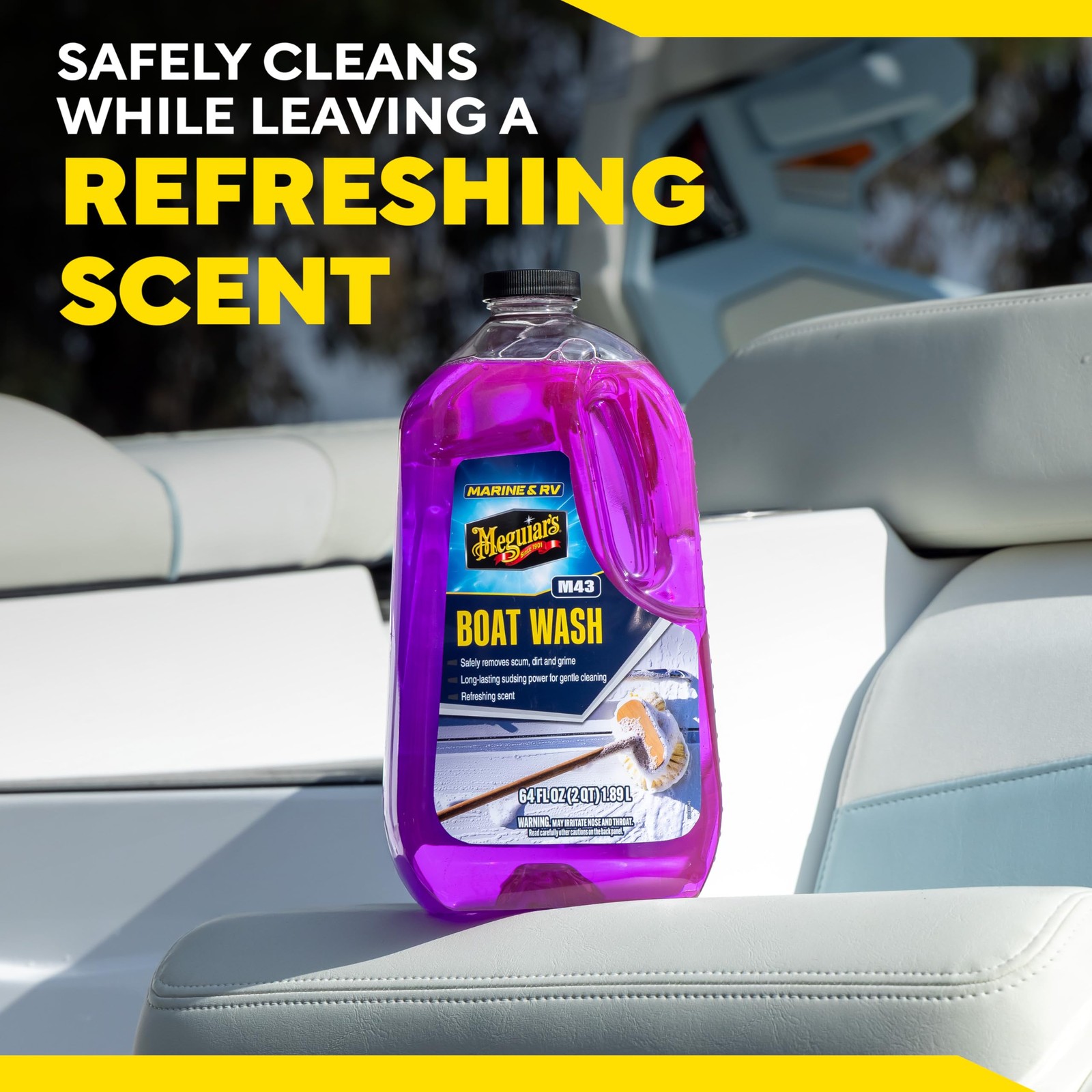 Meguiar’s M43 Marine/RV Boat Wash, pH-Balanced 64 Fl Oz (Pack of 1), PURPLE