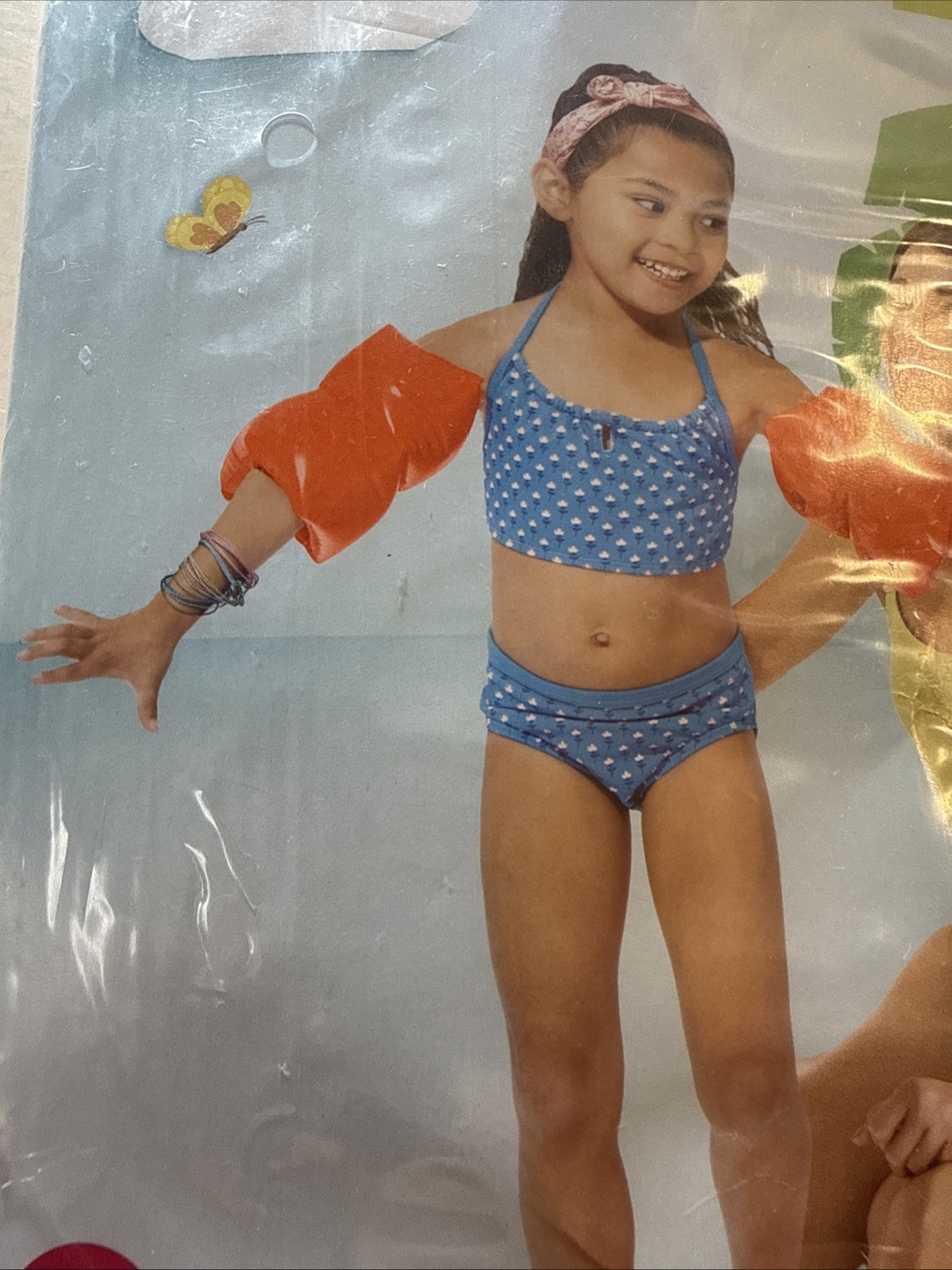 Inflatable Arm Bands Training Aid 3-6 Toddler Swim floaties Orange Pool Boy Girl