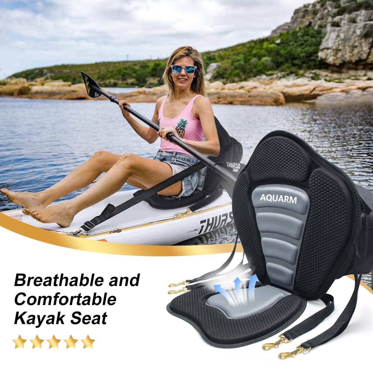 AQUARM Kayak Seat Deluxe Padded Canoe Adjustable
