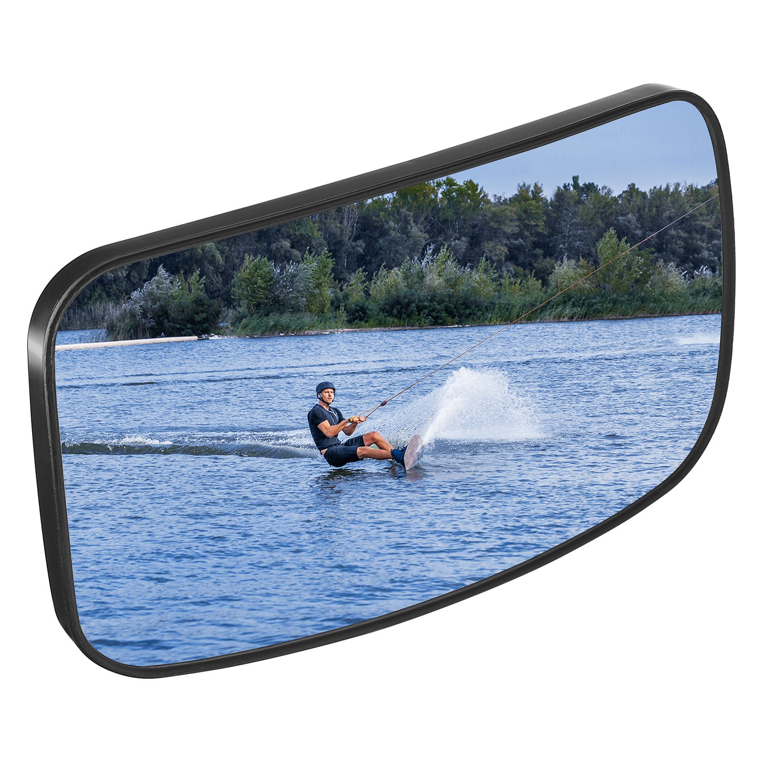 KEMIMOTO Boat Rear View Mirror Ski Marine Pontoon Mirror with 300°Curved Surface
