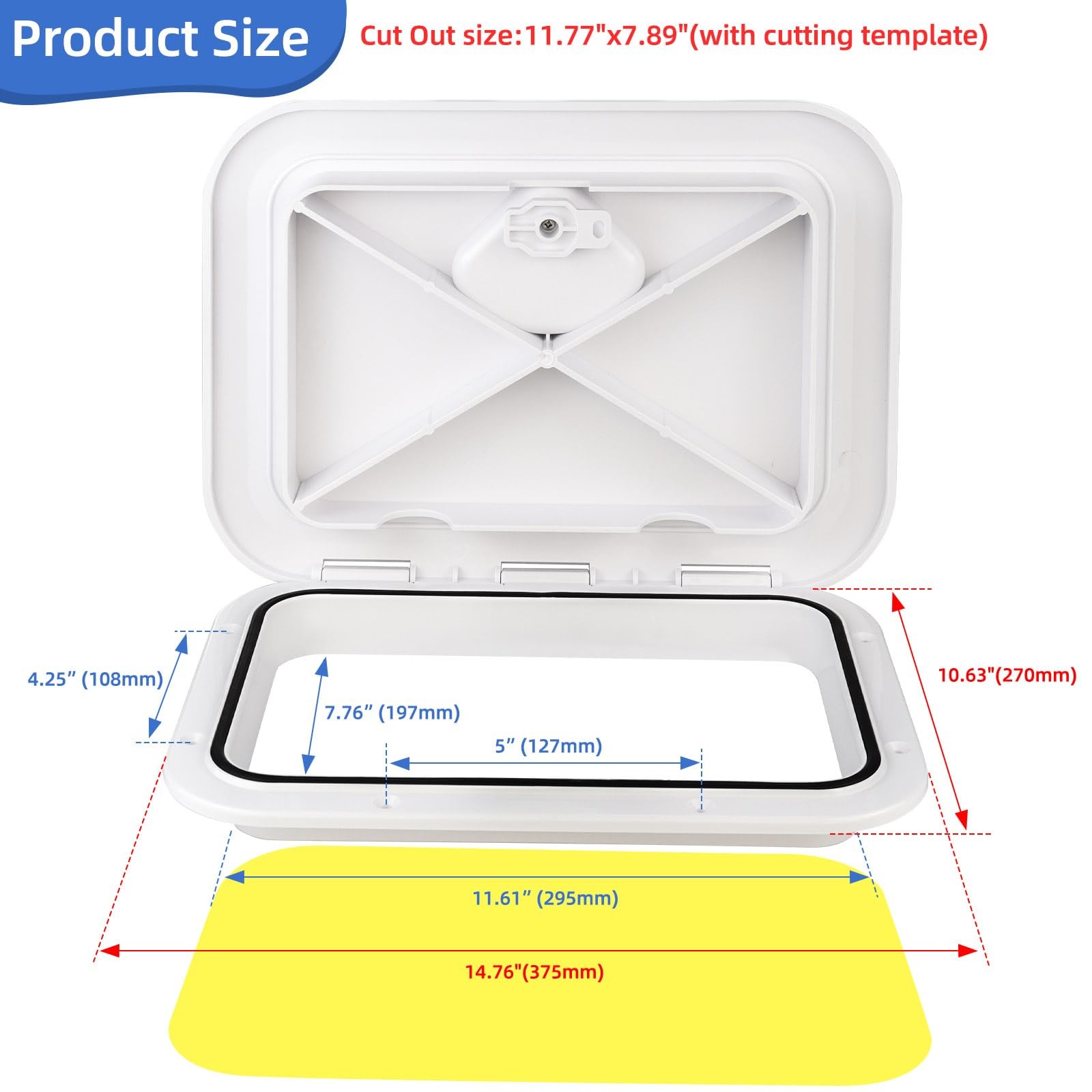 Marine Boat Hatch Deck Cover Lid,Marine Access & 14×10.8″, White
