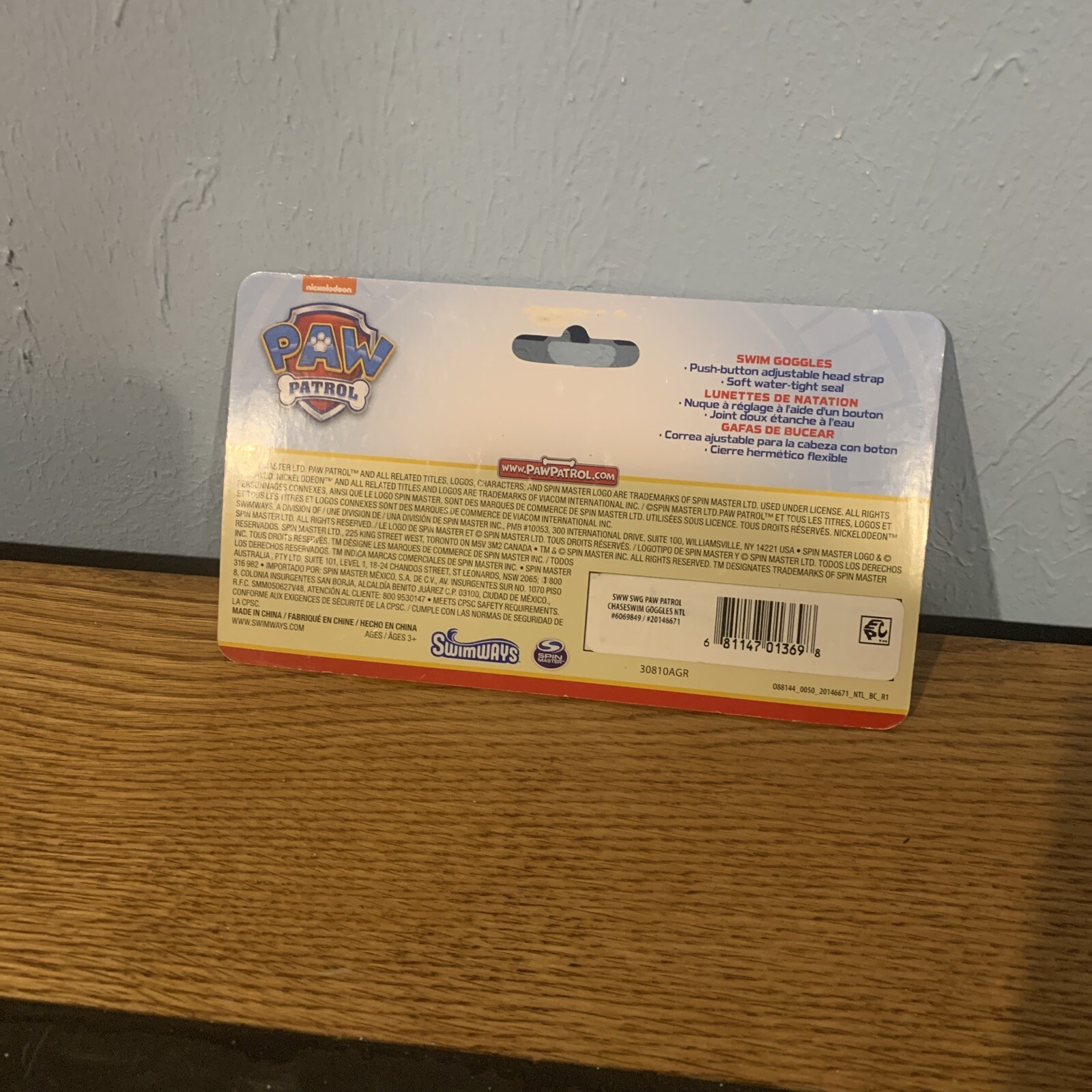 Paw Patrol Chase Swim Goggles Blue 3+ Years