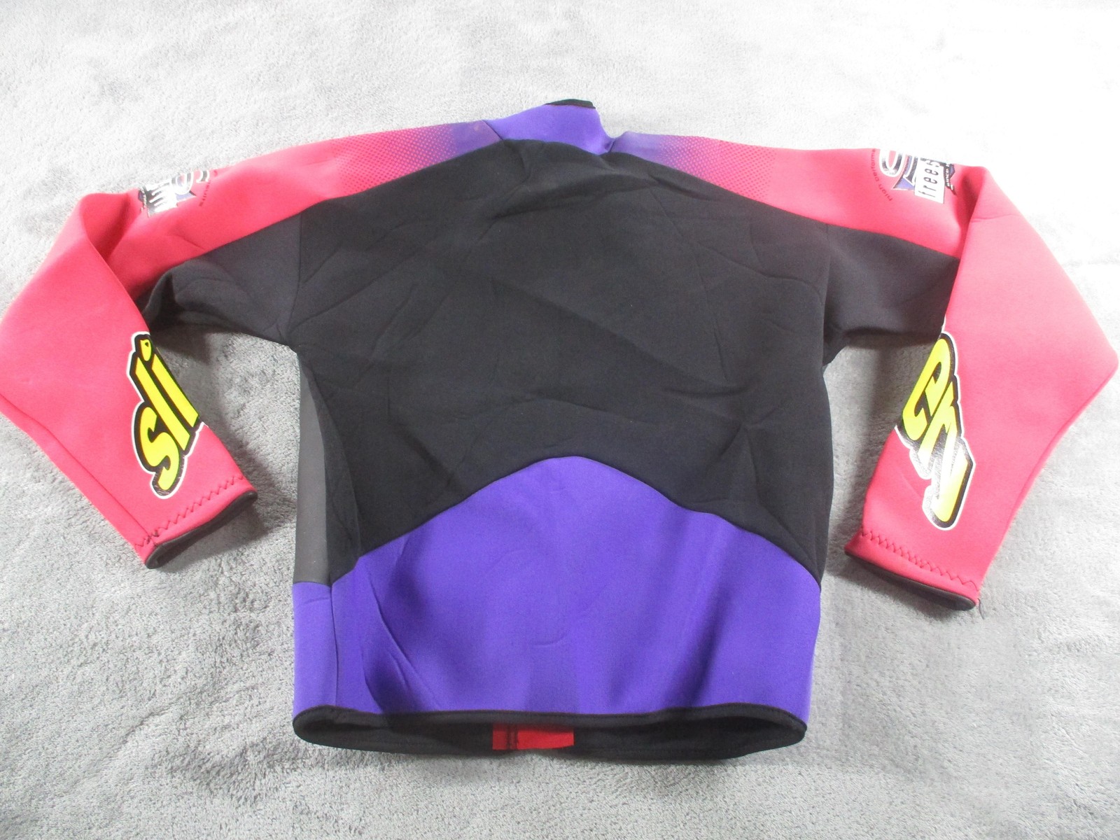 Vintage Slippery When Wet Wetsuit Top XL Womens Black Purple Pink Zip Jacket