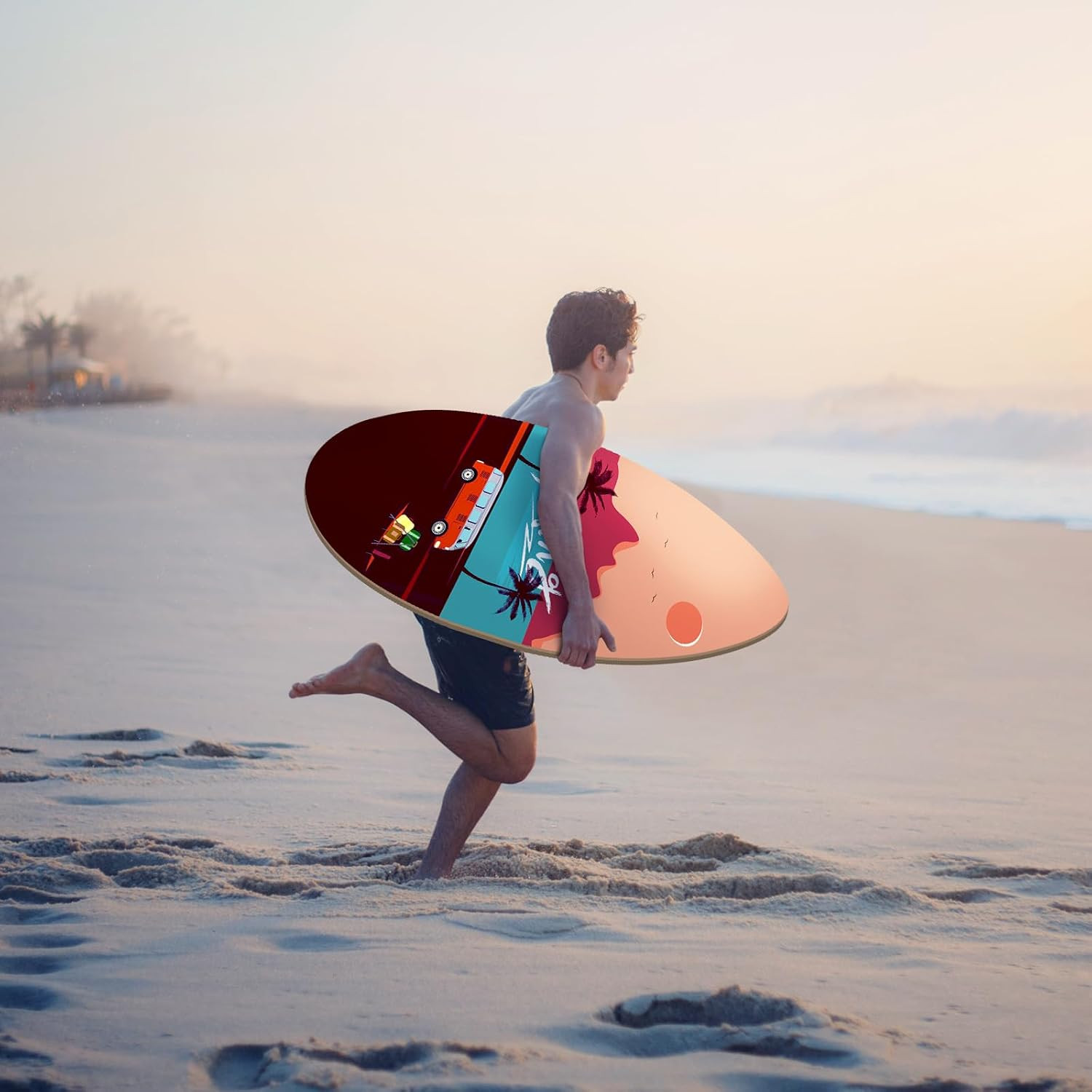 35 Inch Skimboard with High Gloss Coat Wood Skim Board for Beginners,Kids, Teena