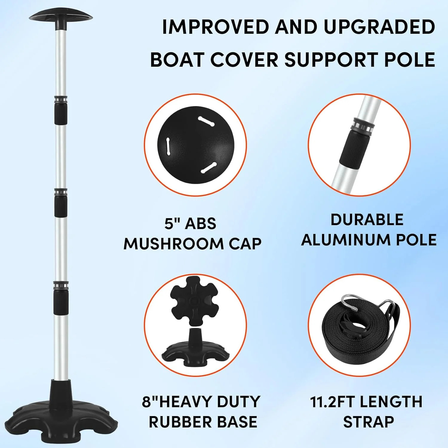 Boat Cover Support Poles 2 Pack,Height Adjustable Aluminum Support Pole with Non