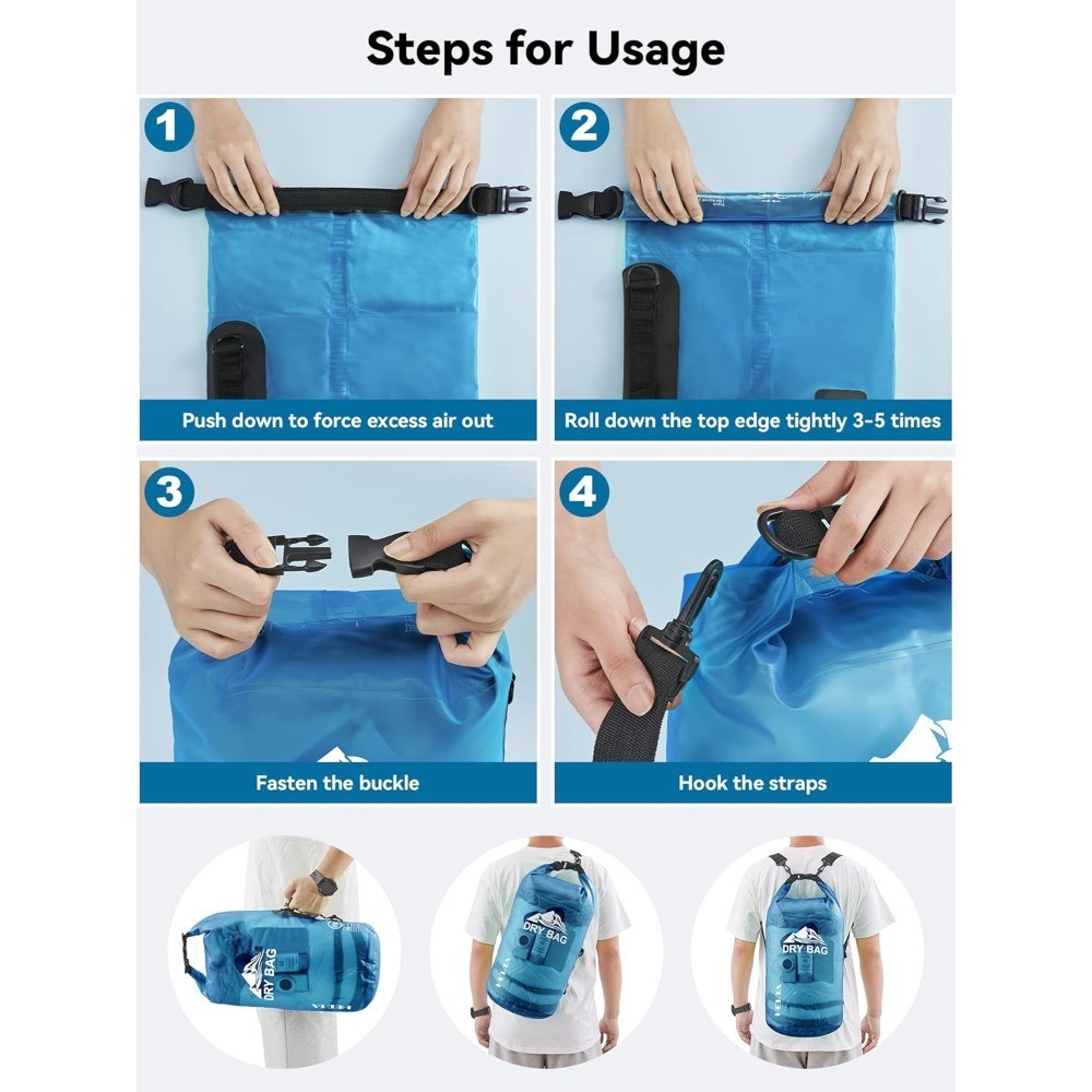 Waterproof Dry Bag 5L 10L 20L 30L 40L Roll Top Lightweight Backpack for Travel