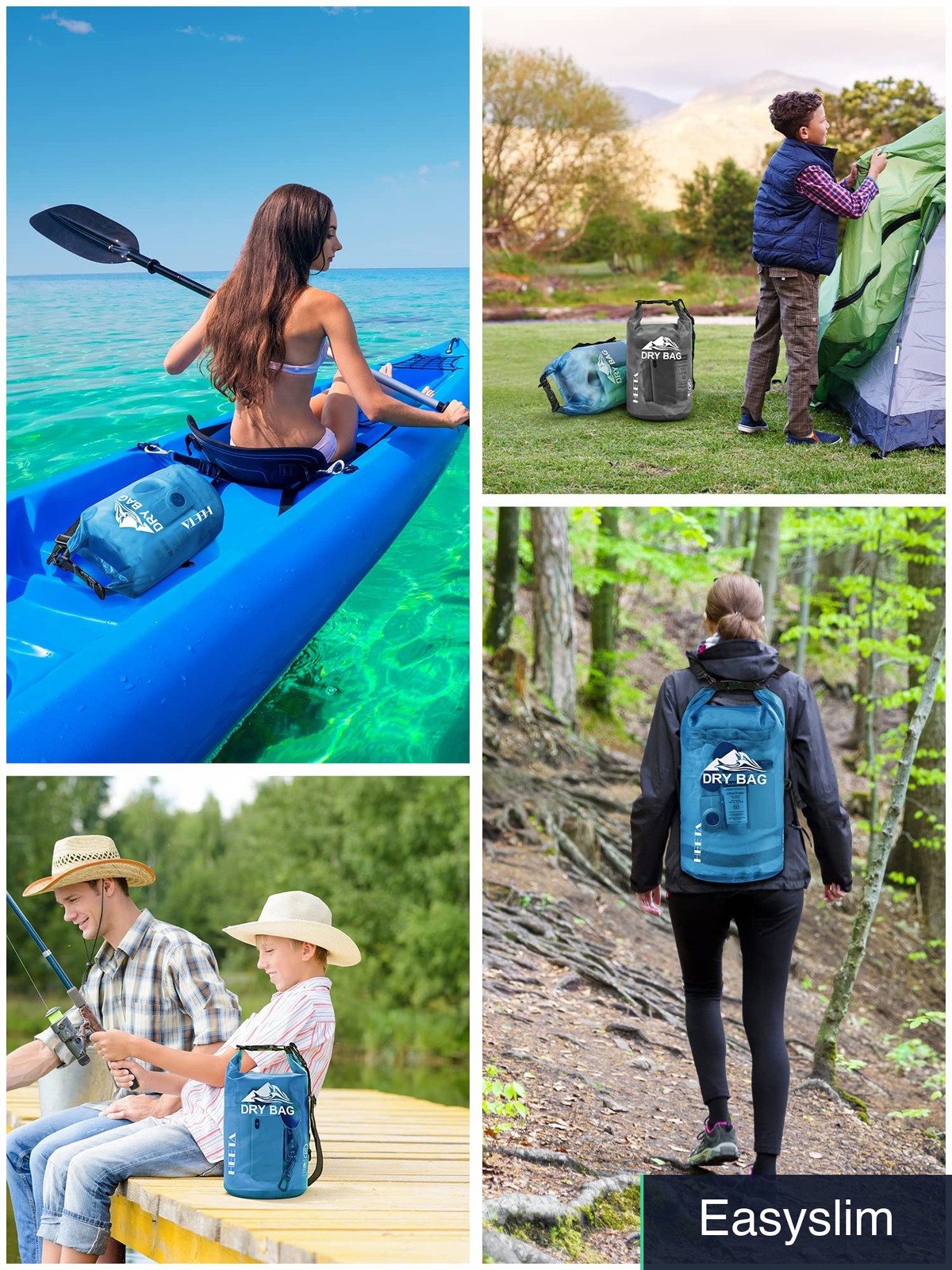Waterproof Dry Bag 5L Transparent Blue Roll Top Lightweight Travel Camping