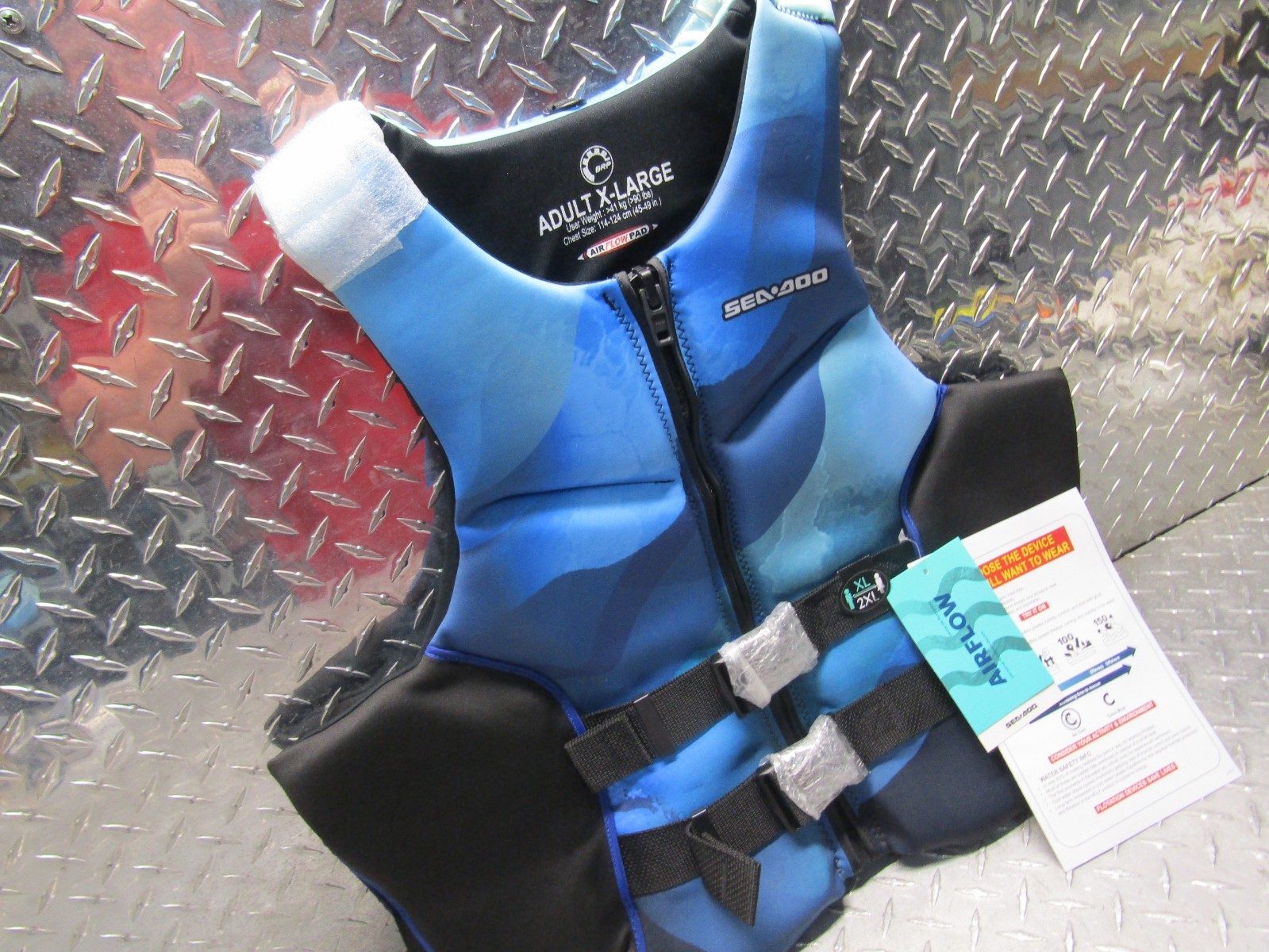 SEA-DOO AIRFLOW SUNSET PWC UNISEX MEN-XL / WOMEN-2XL LIFE JACKET PFD BLUE